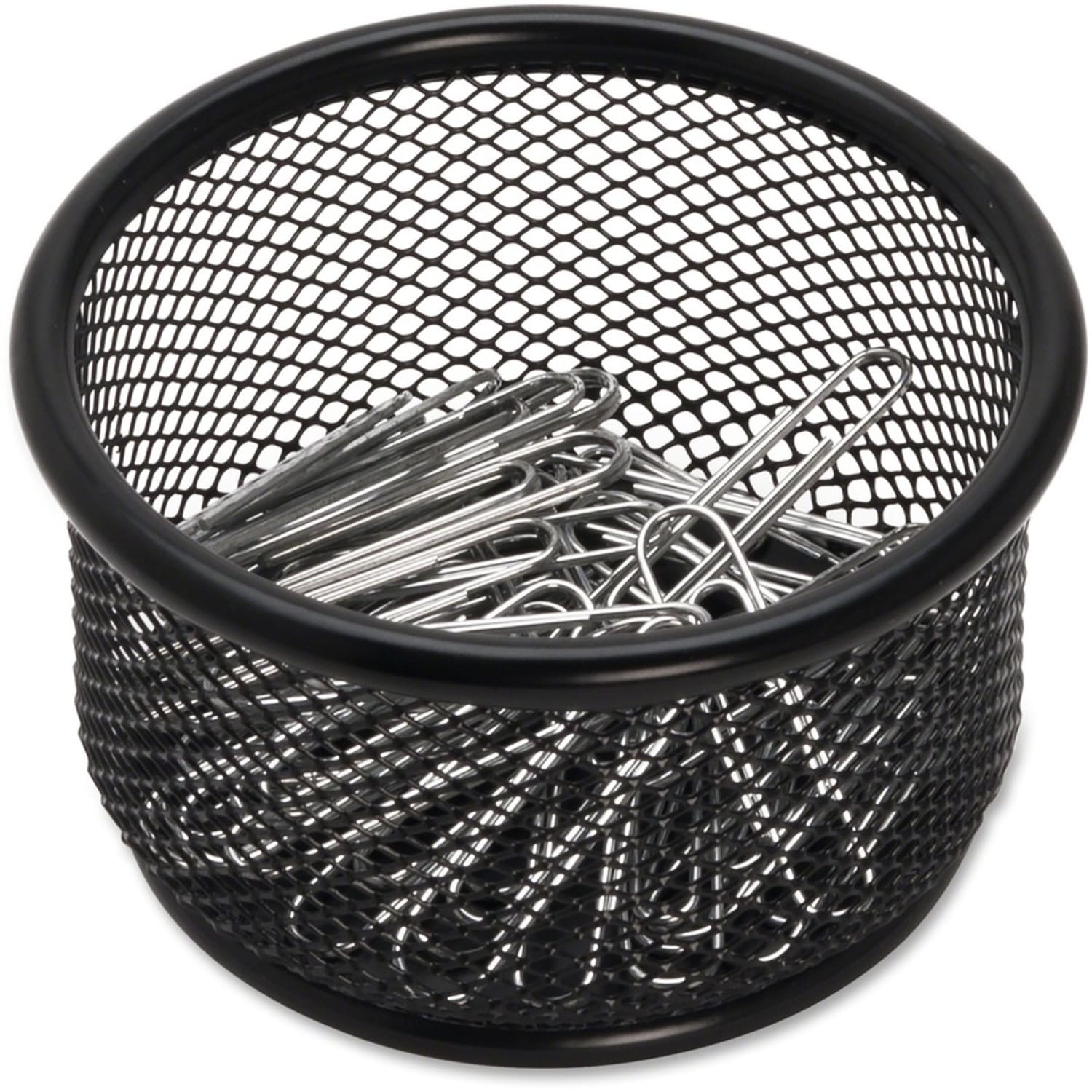 Lorell Mesh Round Paper Clip Holder, Black - Image 5