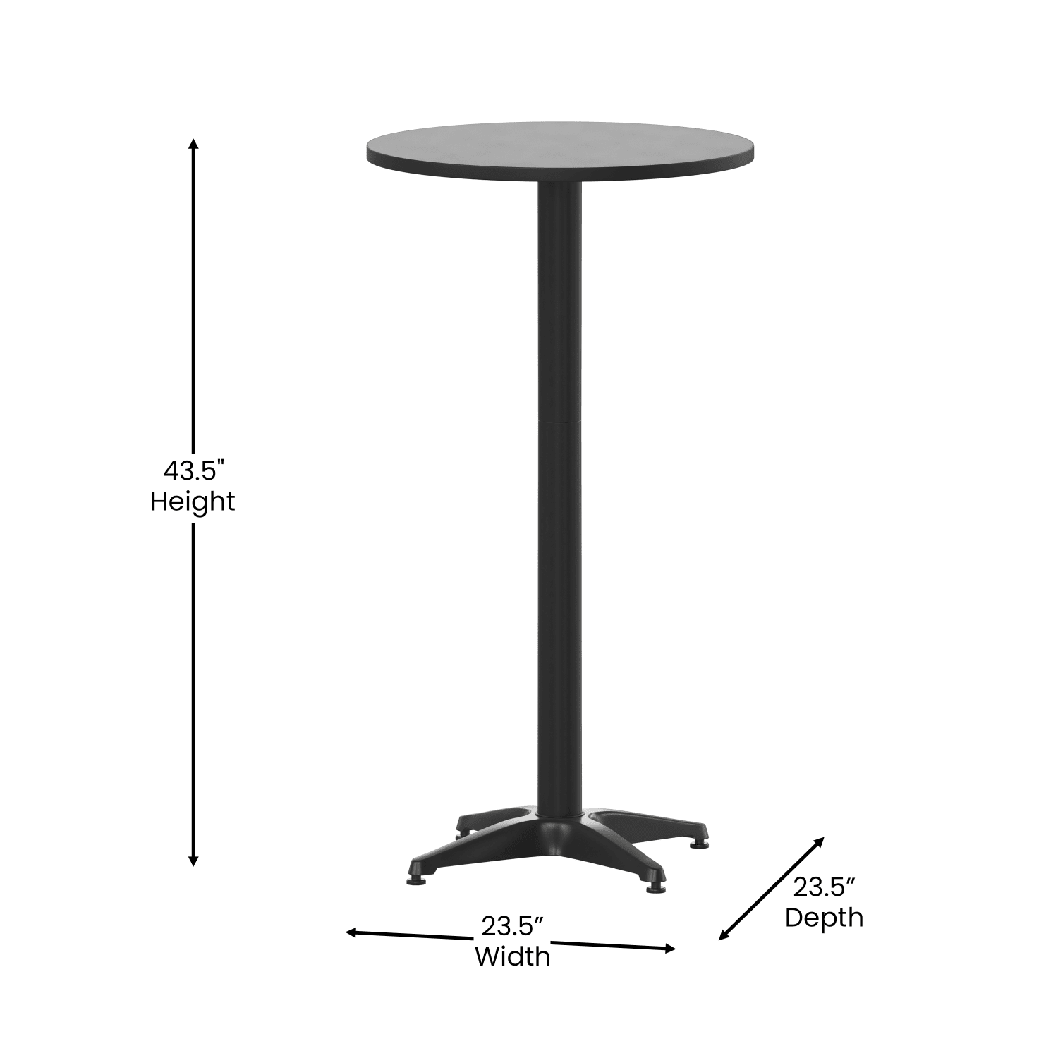 Flash Furniture Round Folding Bar Table With Aluminum Base, 45inH x 23-1/4inW x 23-1/4inD, Black - Image 6