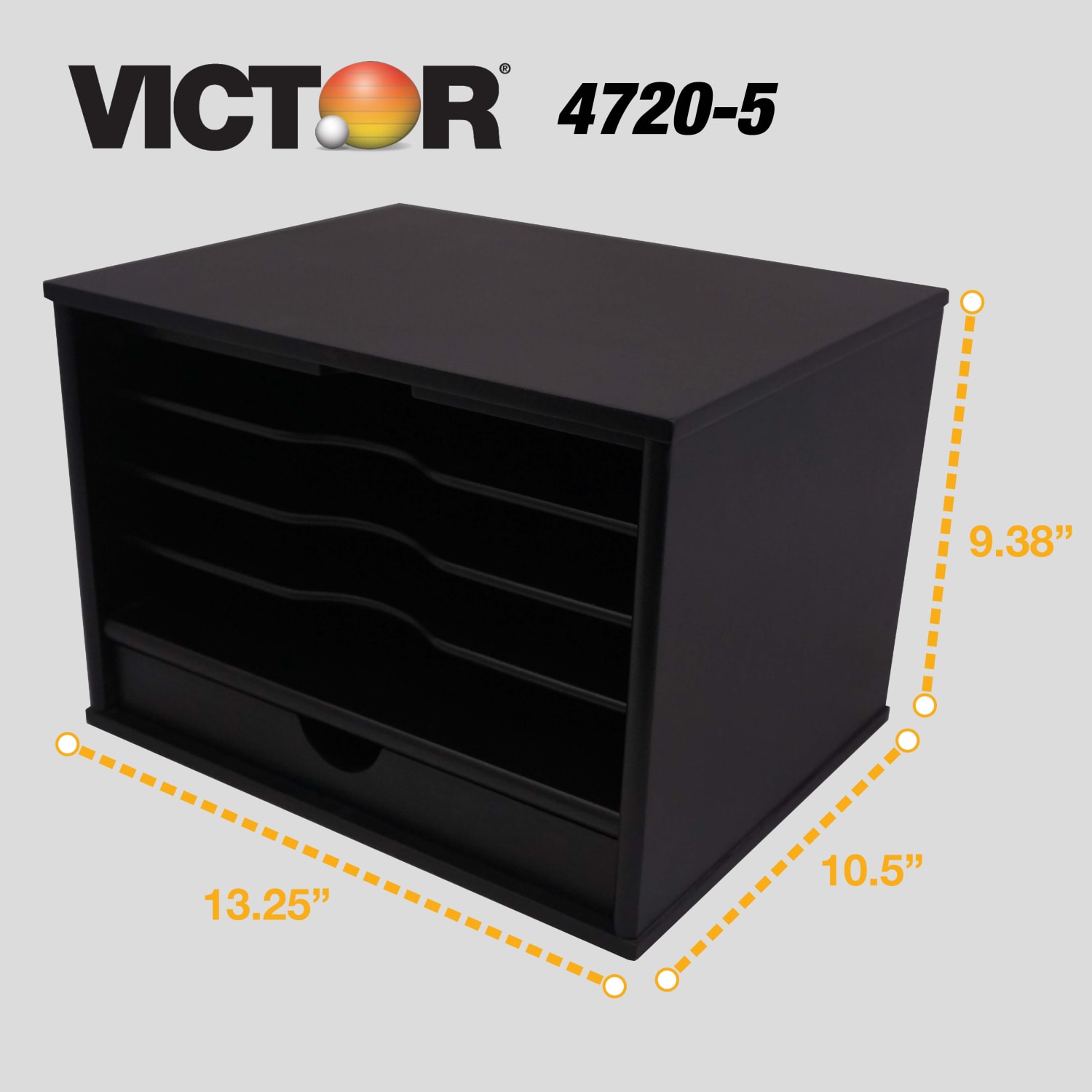 Victor Desktop Organizer, 9 3/4in x 14in x 10 3/4in, Midnight Black - Image 4