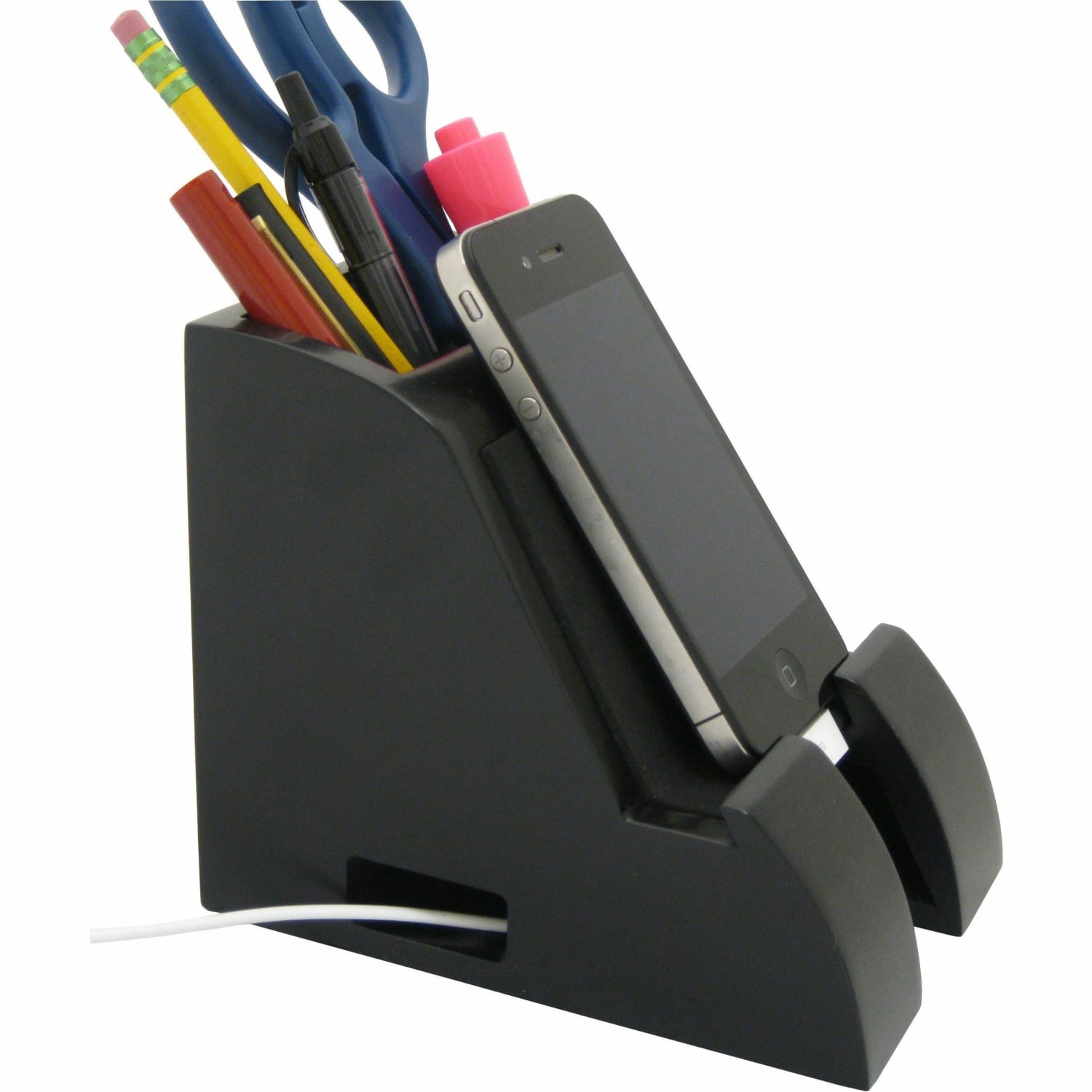 Victor Midnight Black Collection Smart Charge Pencil Cup With USB Hub, 4in x 5 1/2in x 5in, Black - Image 4