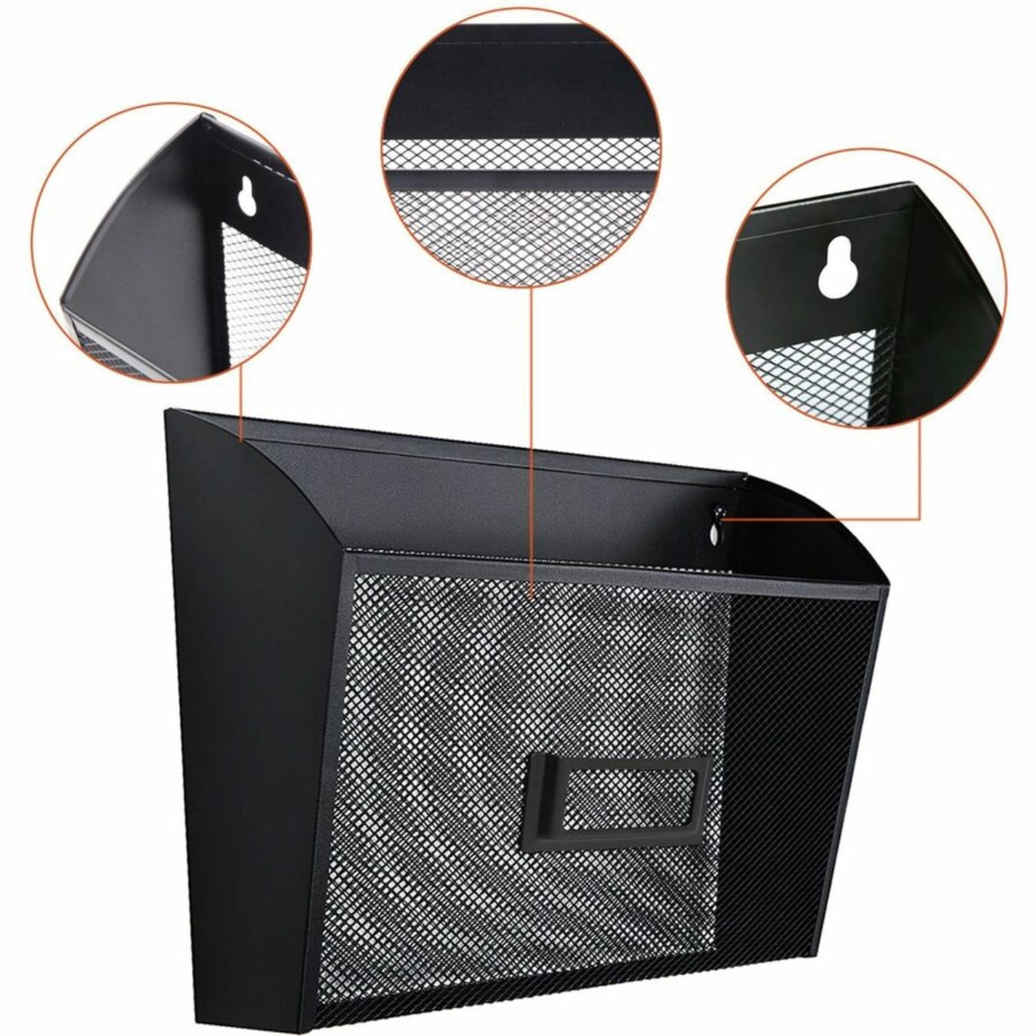 Lorell Mesh Single Wall Pocket, Letter Size, Black - Image 3