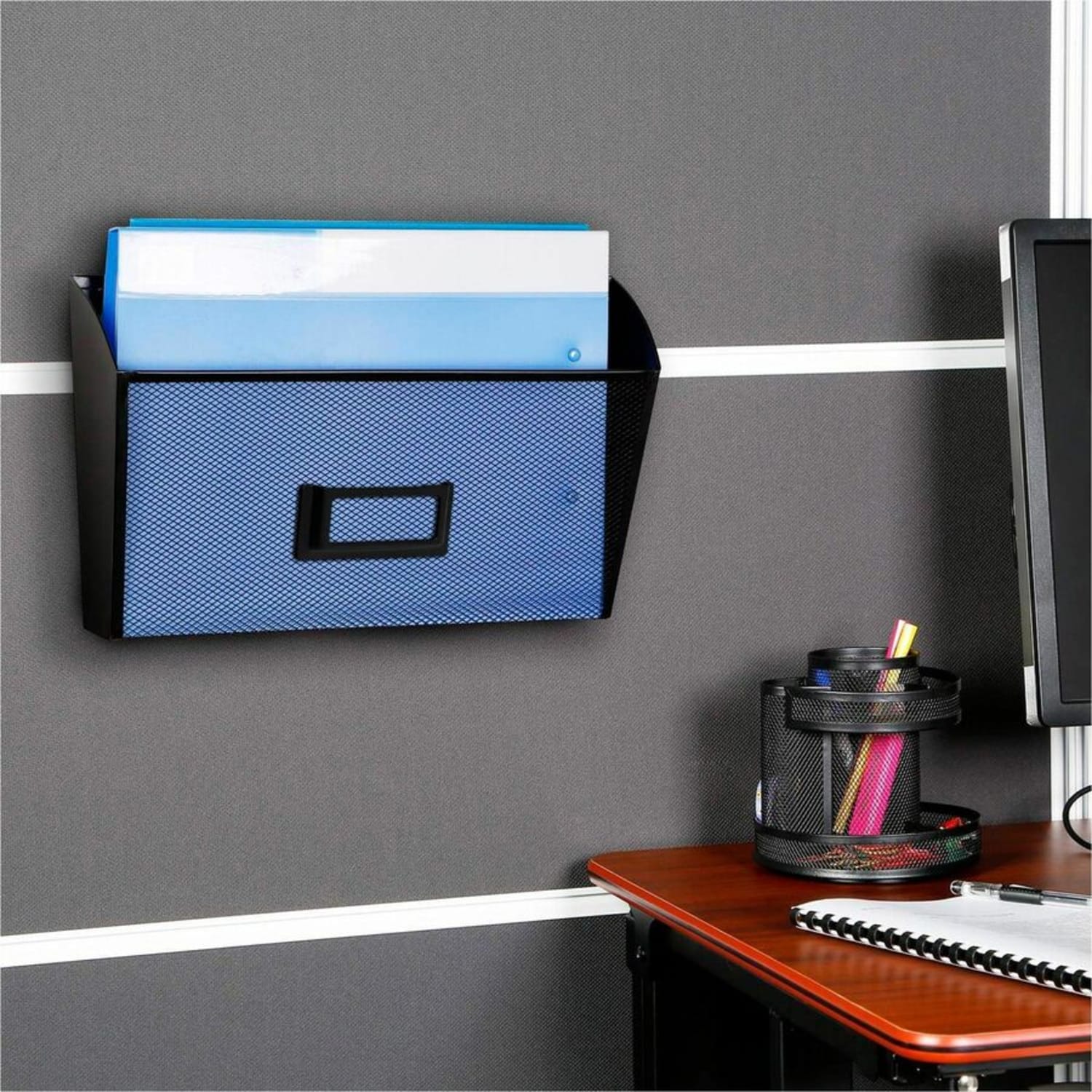 Lorell Mesh Single Wall Pocket, Letter Size, Black - Image 4