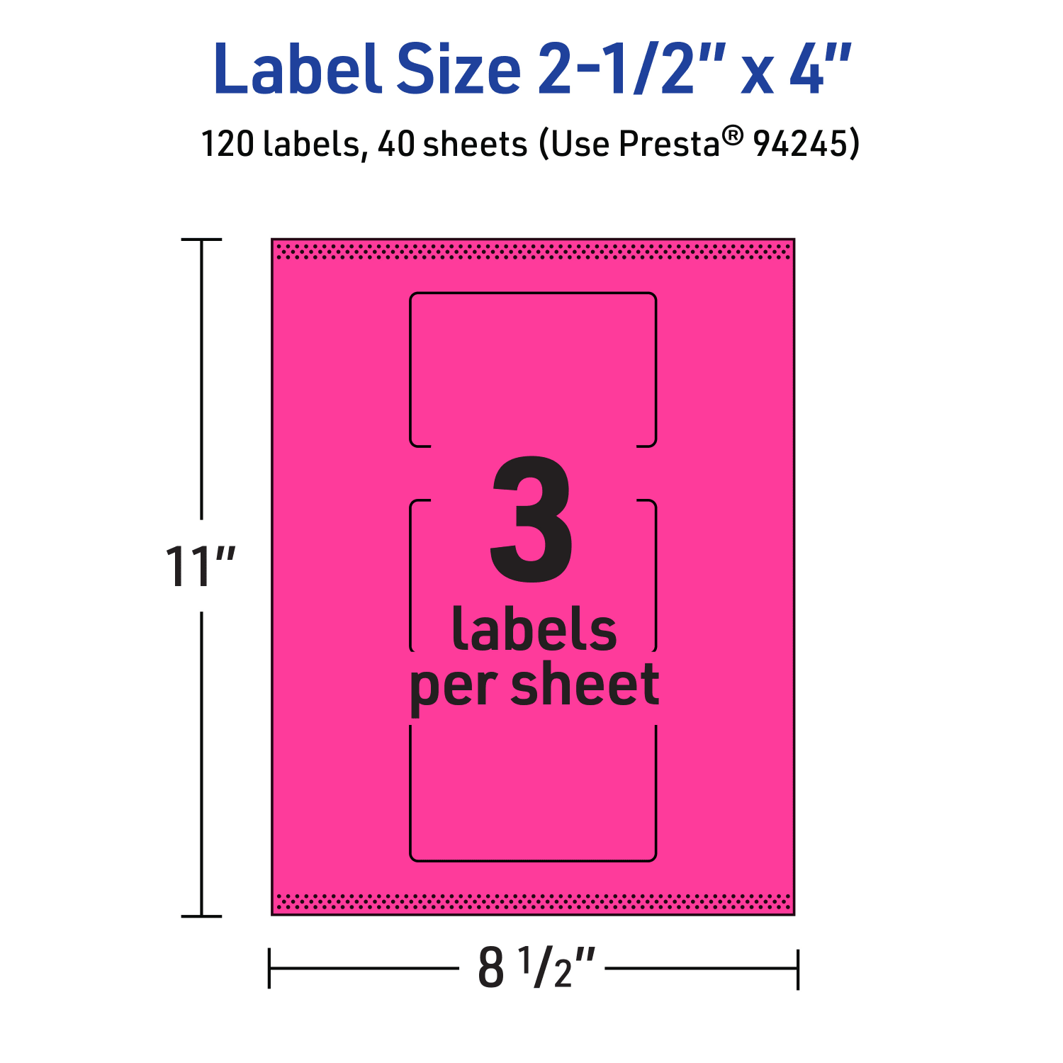 Avery Print-To-The-Edge Labels With Sure Feed Technology, 94245-NMP40, Rectangle, 2-1/2in x 4in, Matte Neon Magenta, Pack of 120 - Image 6