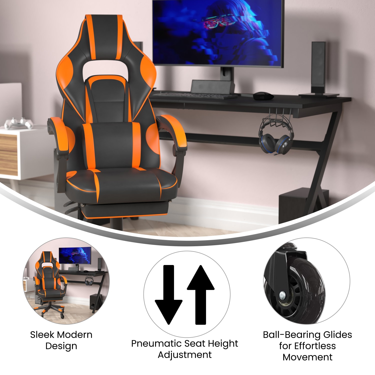 Flash Furniture X40 Ergonomic Faux Leather Racing Computer Gaming Chair BlackOrange PopularChairscom Flash Furniture X40 Ergonomic Faux Leather Racing Computer Gaming Chair BlackOrange PopularChairscom