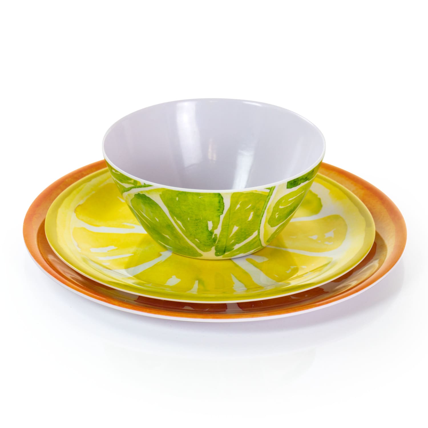 Gibson Home Sunny Citrus 12-Piece Dinnerware Set, Green - Image 3