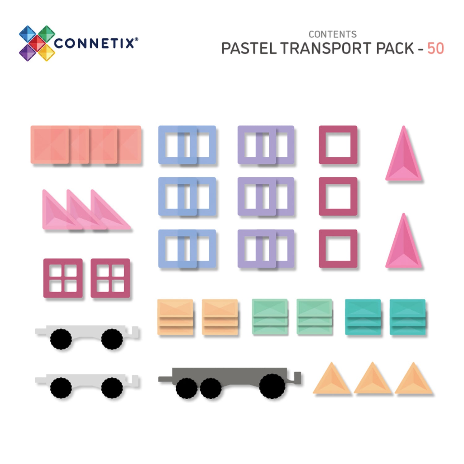 Connetix Magnetic Tiles Pastel Transport Pack, 50 Pieces - Image 3