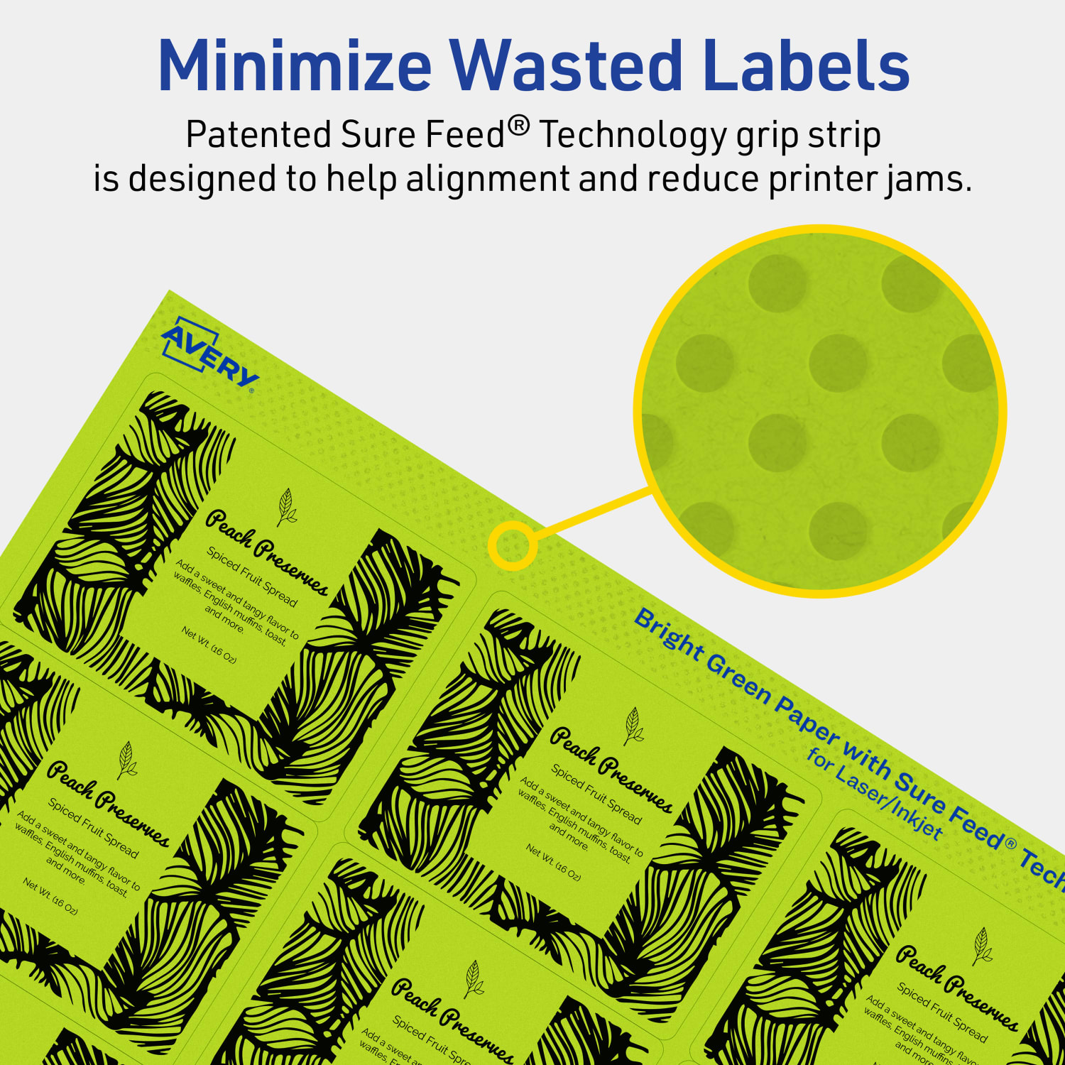 Avery Printable Labels With Sure Feed Technology, 94235-BGP10, Rectangle, 2in x 2-5/8in, Matte Bright Green, Pack of 150 - Image 5