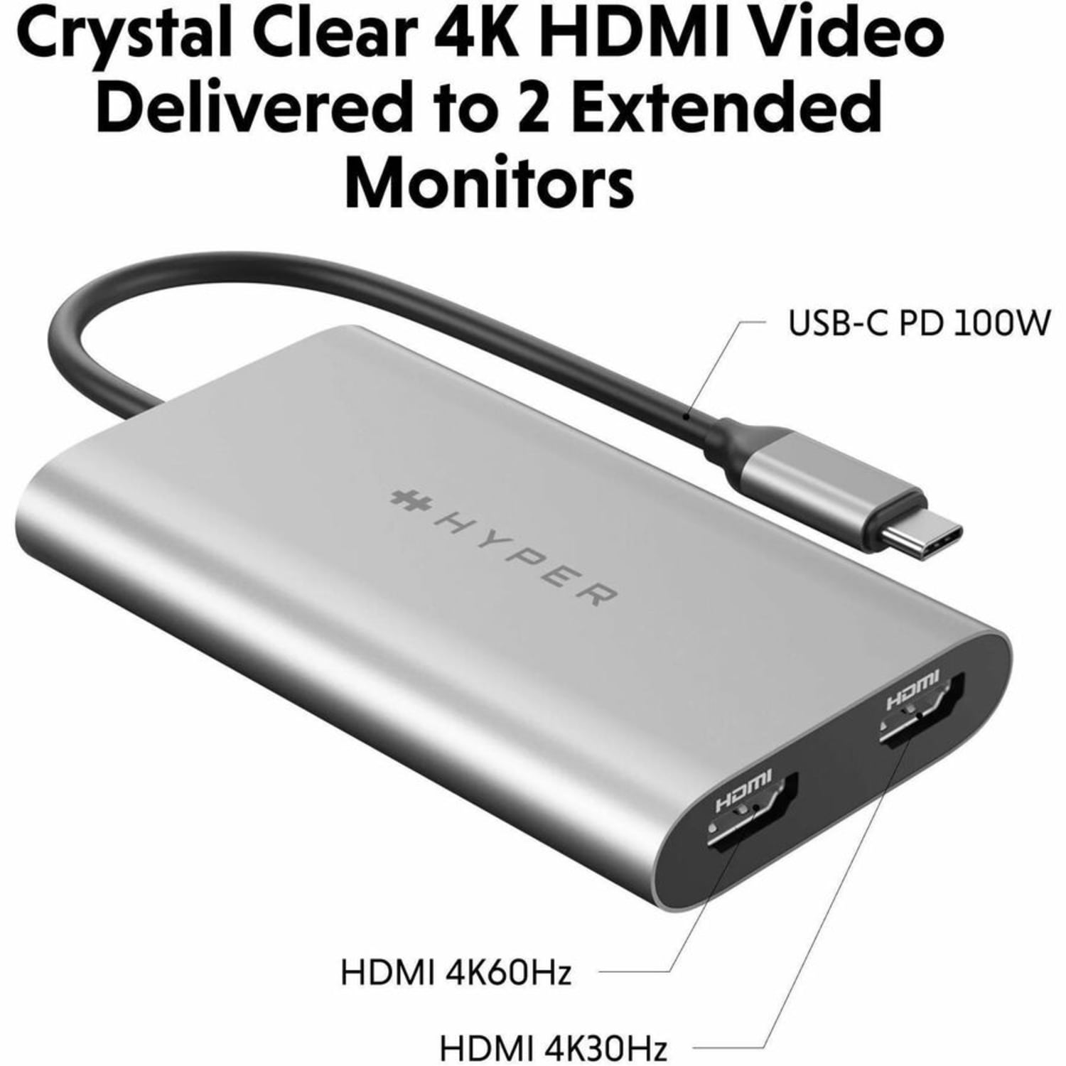 Targus Sanho HyperDrive Dual 4K HDMI 10-In-1 USB-C Hub, Space Gray, HDM1 - Image 4