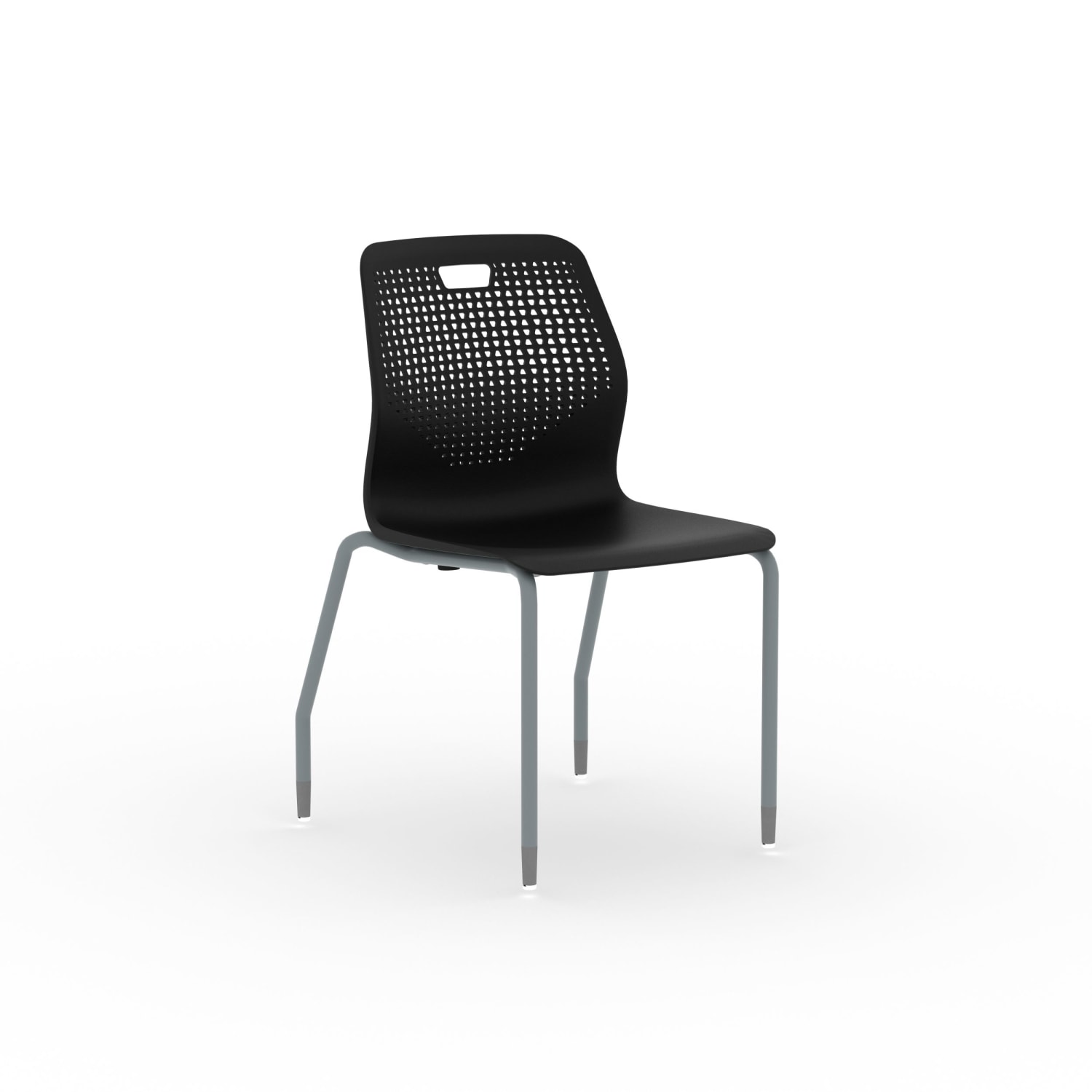 HON Etch 4-Leg Plastic Shell Armless Stacking Chairs, Regatta/Textured Titanium, Set Of 2 Chairs - Image 3