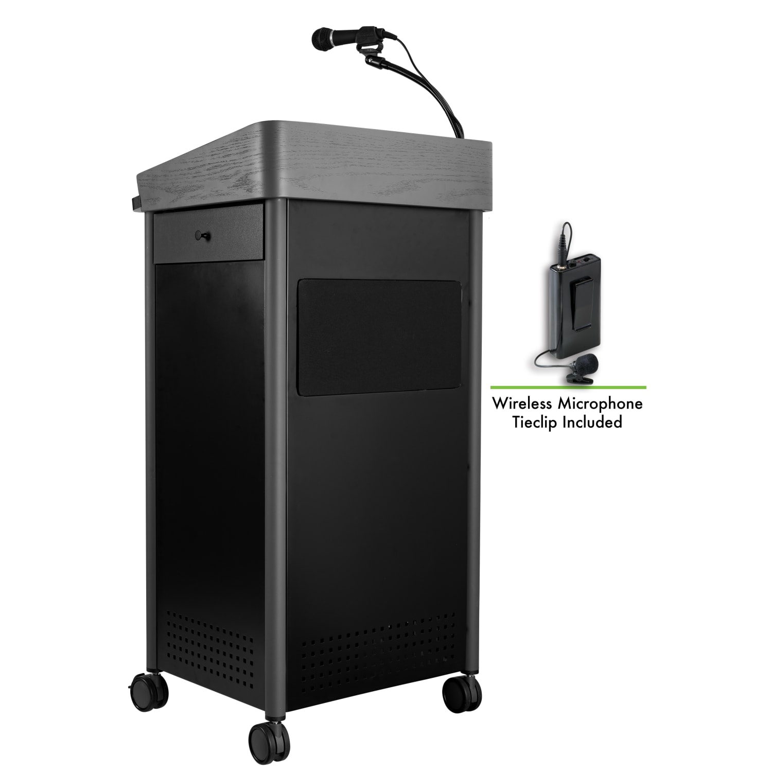 National Public Seating Oklahoma Sound Greystone Lectern , 45-1/2inHx23-1/2inWx19-1/4inD, Gray/Black - GSL-S/LWM-6 - Image 3