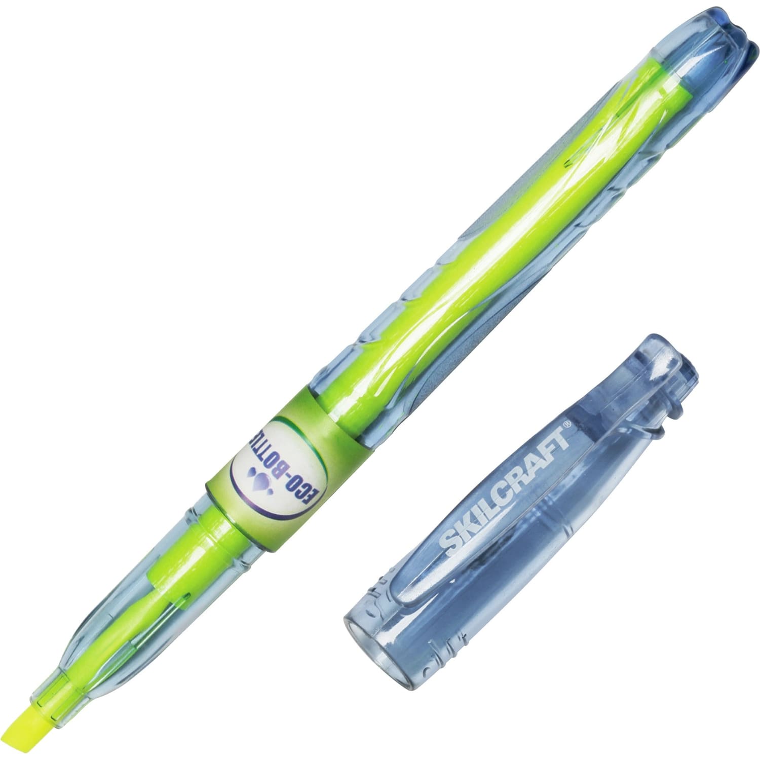SKILCRAFT 100% Recycled Barrel Highlighters, Chisel Point, Fluorescent Yellow, Pack Of 12 - Image 3