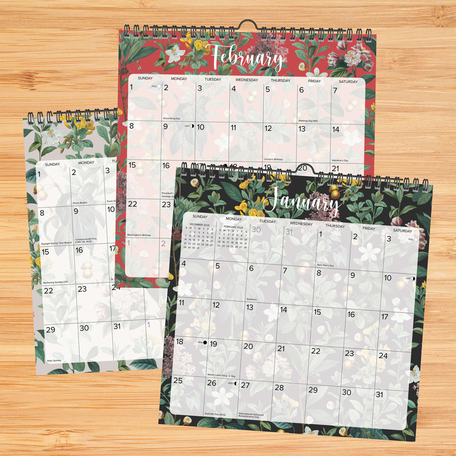 2026-2027 Willow Creek Press Monthly Spiral Wall Calendar, 12in x 12in, Botanical Nature, July 2026 To June 2027, 54727 - Image 3