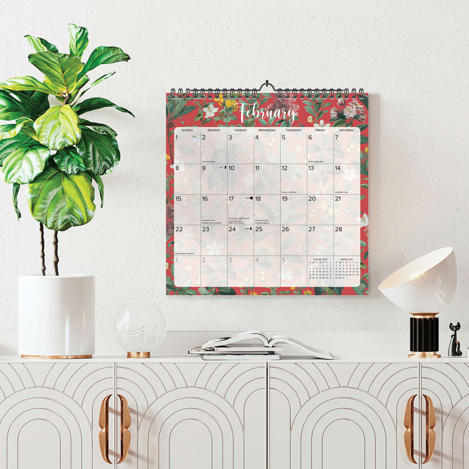 2026-2027 Willow Creek Press Monthly Spiral Wall Calendar, 12in x 12in, Botanical Nature, July 2026 To June 2027, 54727 - Image 6