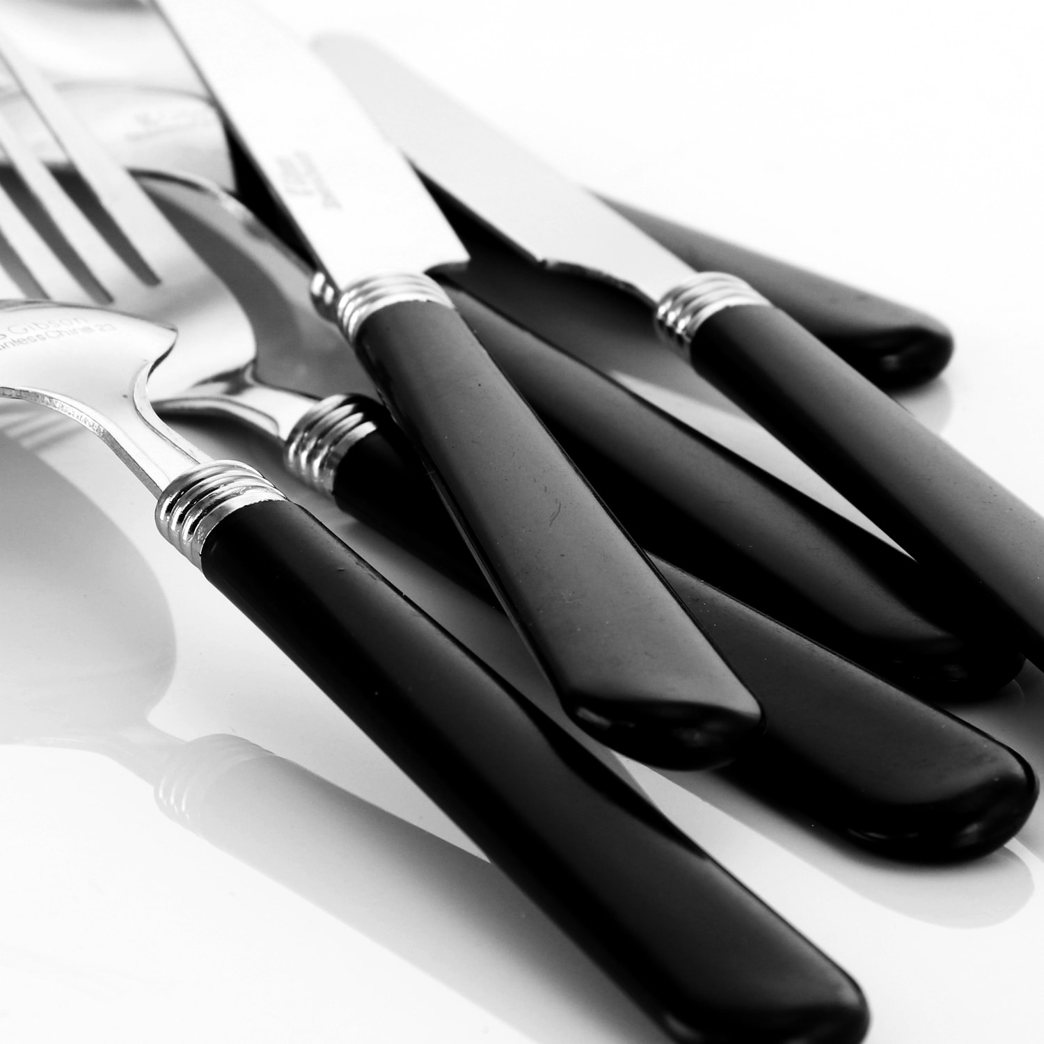 Gibson Sensations II 16-Piece Stainless-Steel Flatware Set With Caddy, Black - Image 4