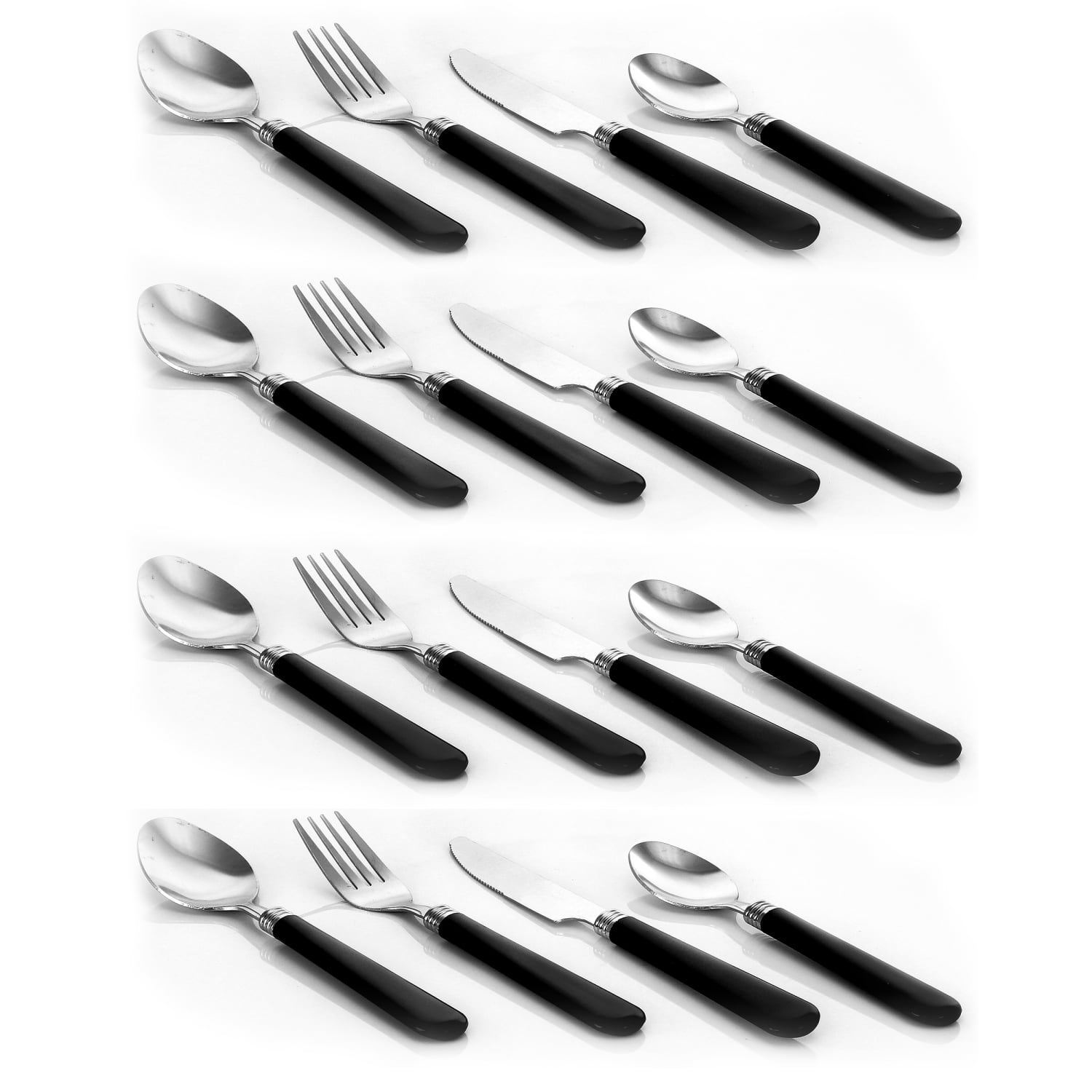 Gibson Sensations II 16-Piece Stainless-Steel Flatware Set With Caddy, Black - Image 5