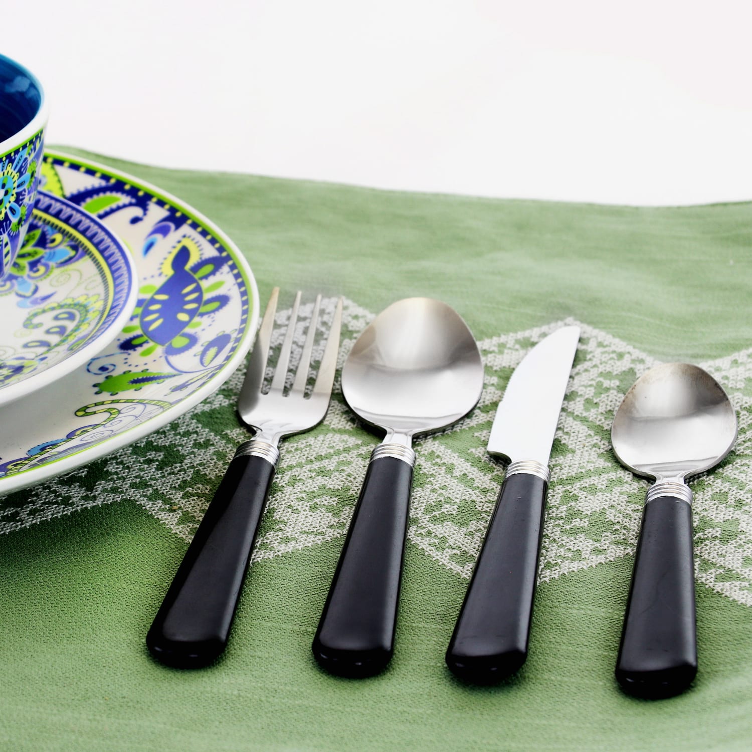 Gibson Sensations II 16-Piece Stainless-Steel Flatware Set With Caddy, Black - Image 6