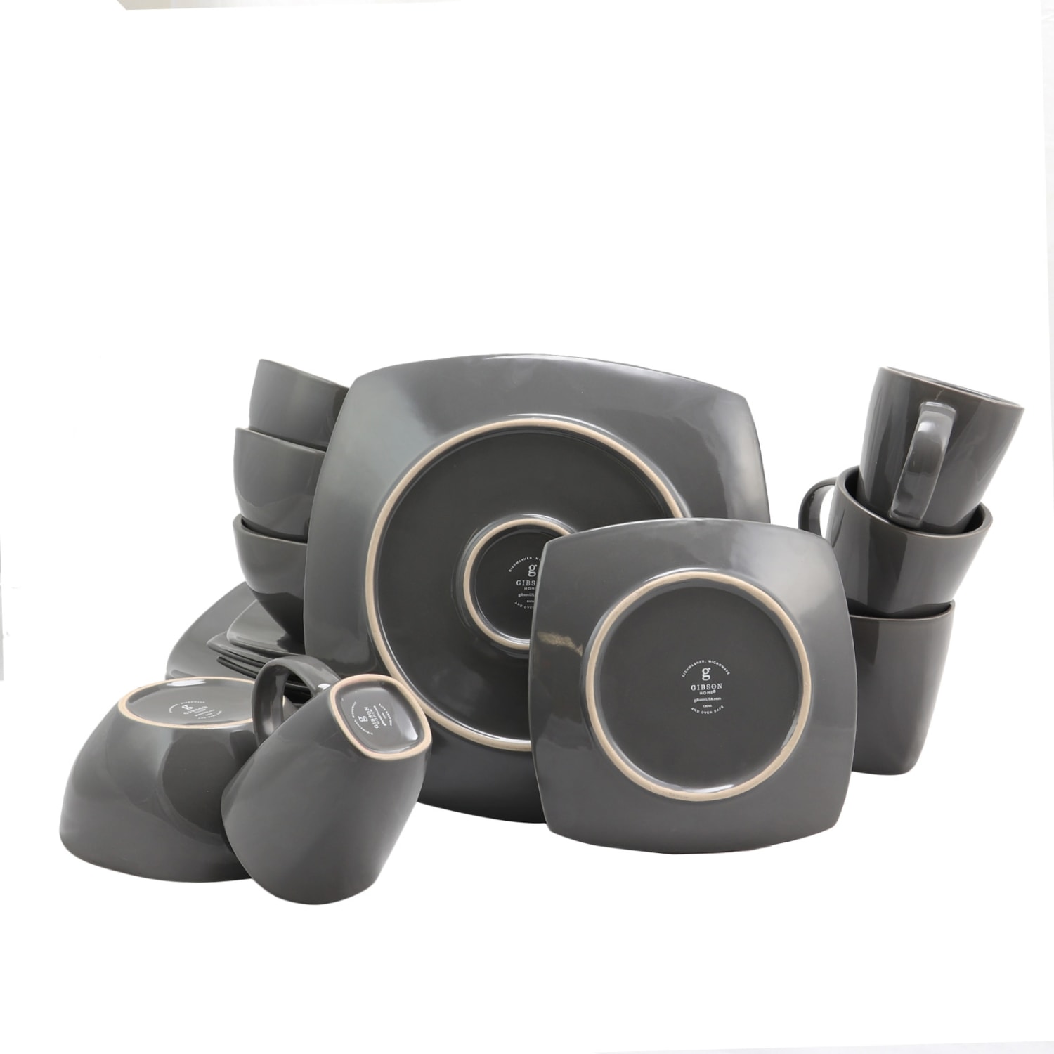 Gibson Home Soho Lounge 16-Piece Dinnerware Set, Gray - Image 4