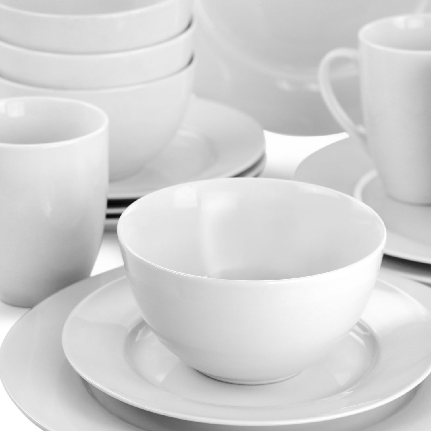 Gibson Home Classic Pearl 16-Piece Fine Ceramic Dinnerware Set, White - Image 4