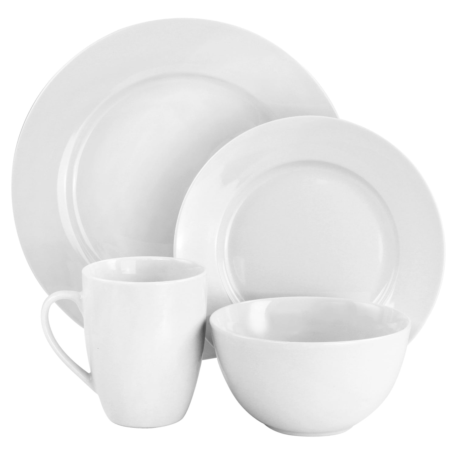 Gibson Home Classic Pearl 16-Piece Fine Ceramic Dinnerware Set, White - Image 5