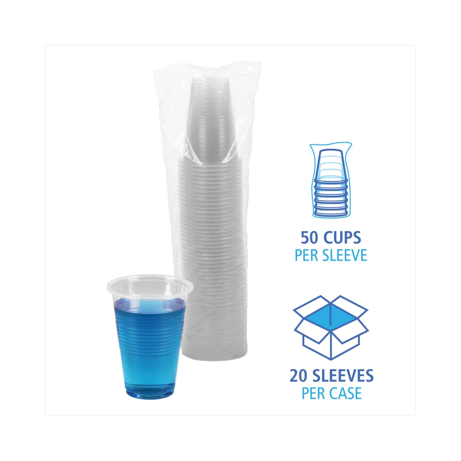Boardwalk Plastic Cold Cups, 16 Oz, Clear, Sleeve Of 50 Cups, Carton Of 20 Sleeves - Image 5