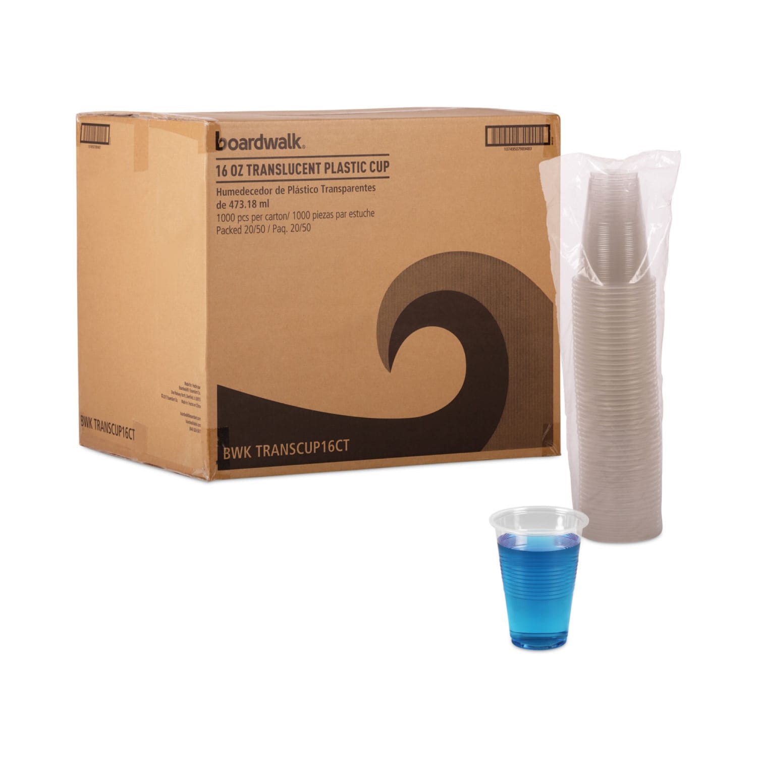 Boardwalk Plastic Cold Cups, 16 Oz, Clear, Sleeve Of 50 Cups, Carton Of 20 Sleeves - Image 6