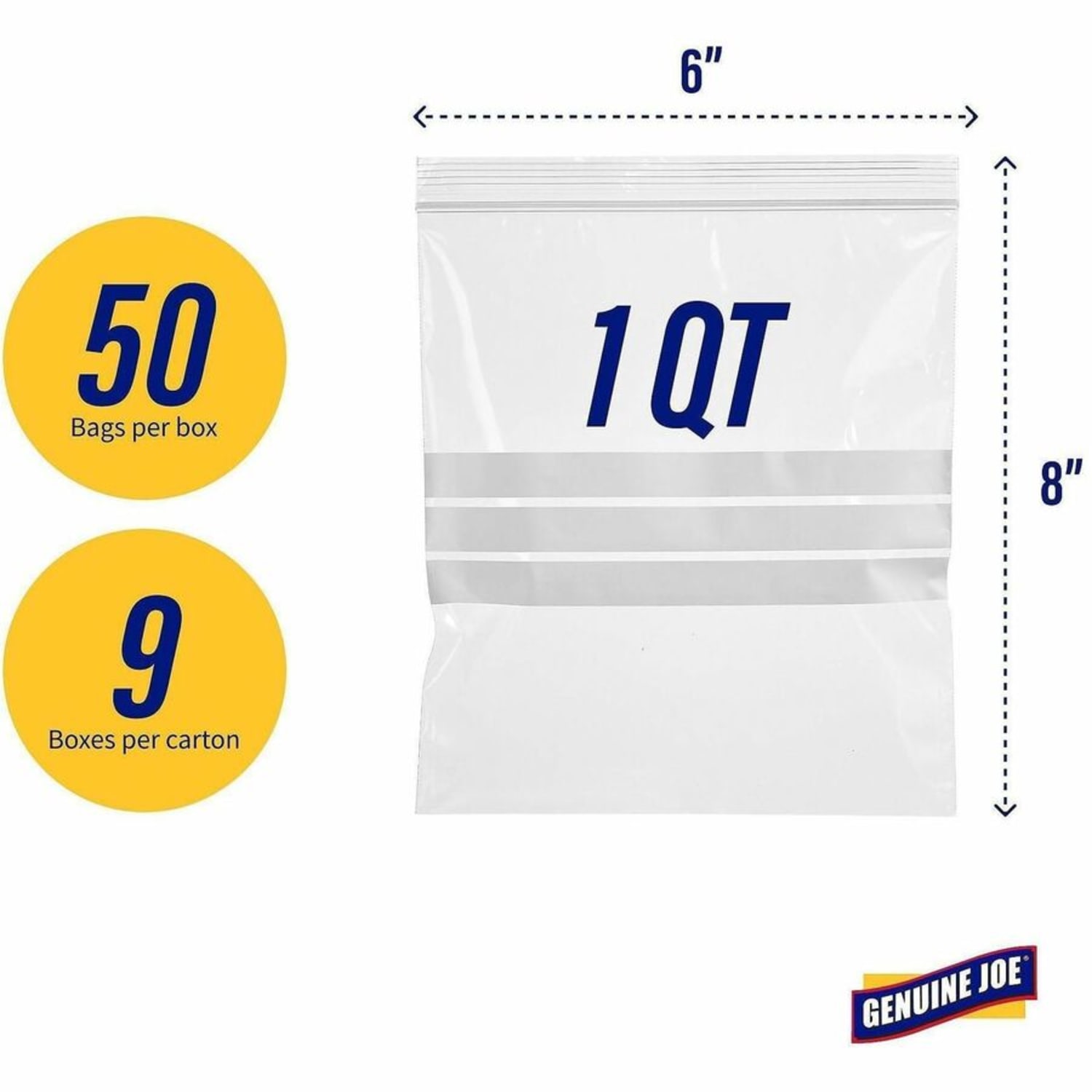 Genuine Joe Food Storage Bags - 1 quart Capacity - 7in Width x 8in Length x 1.75 mil (44 Micron) Thickness - Clear - Food, Beef, Seafood, Poultry, Vegetables - 50 / Box - 9 / Carton - Image 5