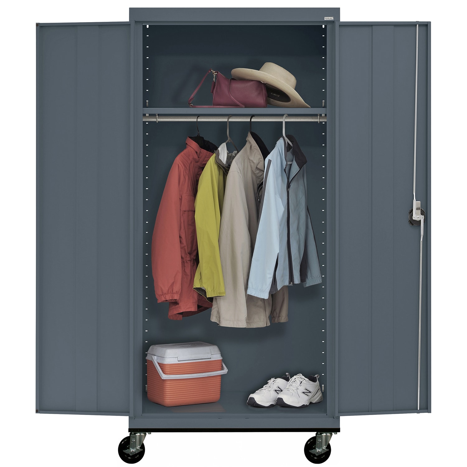 Sandusky Transport Series 36inW Heavy-Duty Mobile Wardrobe Storage Cabinet, Charcoal - Image 4