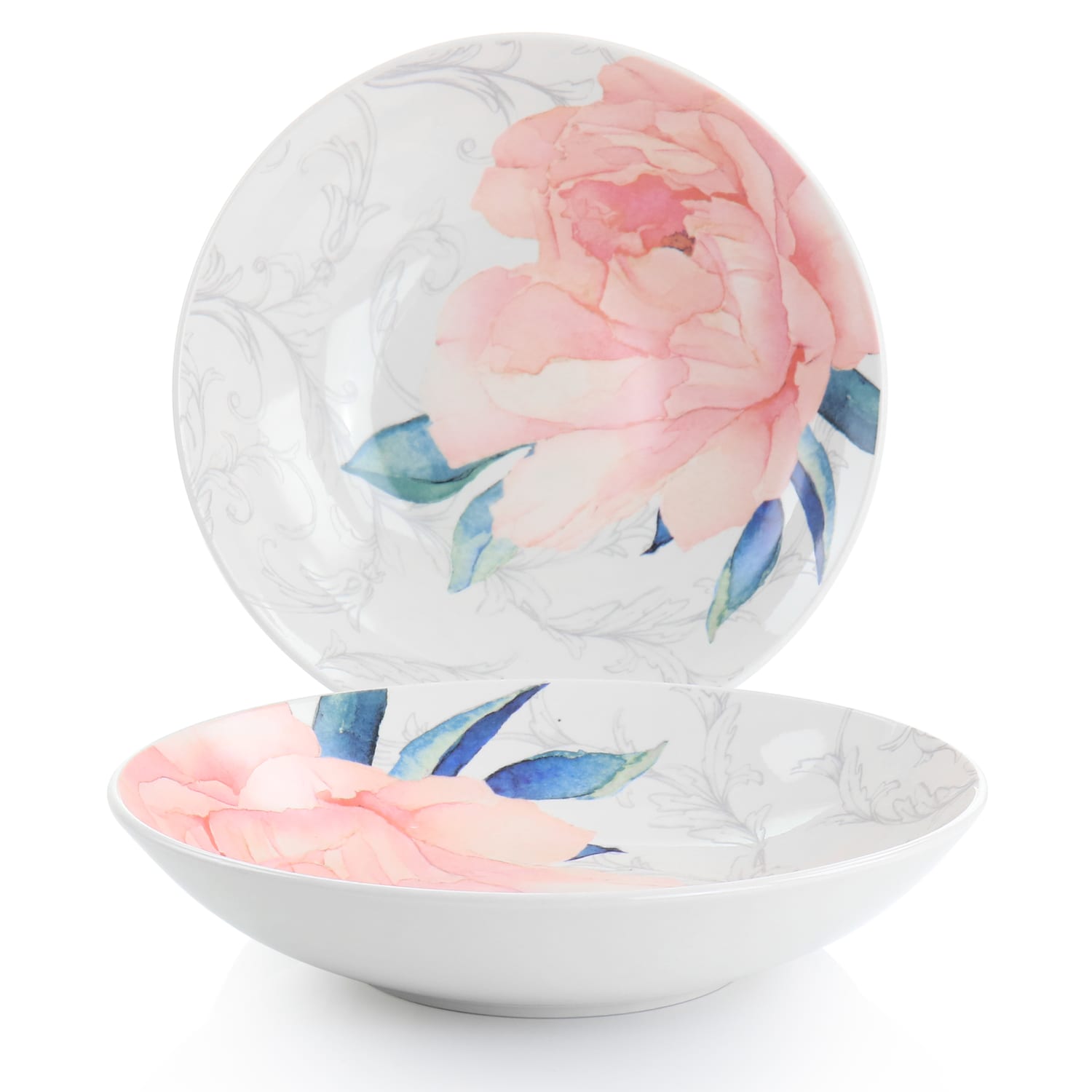 Martha Stewart Peony 2-Piece Dinner Bowl Set, 9in, Pink - Image 4