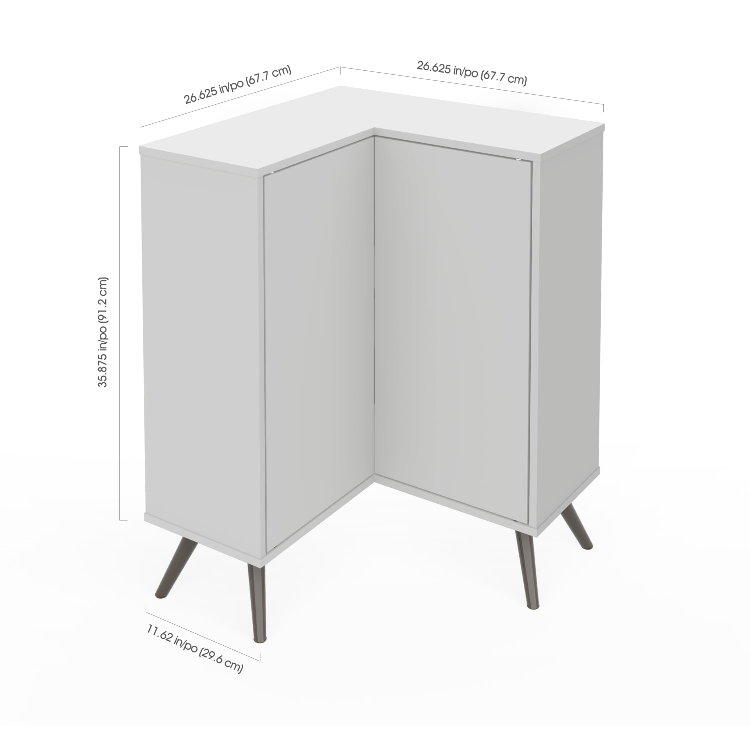 Bestar Krom 27inW Corner Storage Cabinet With Metal Legs, White - Image 6