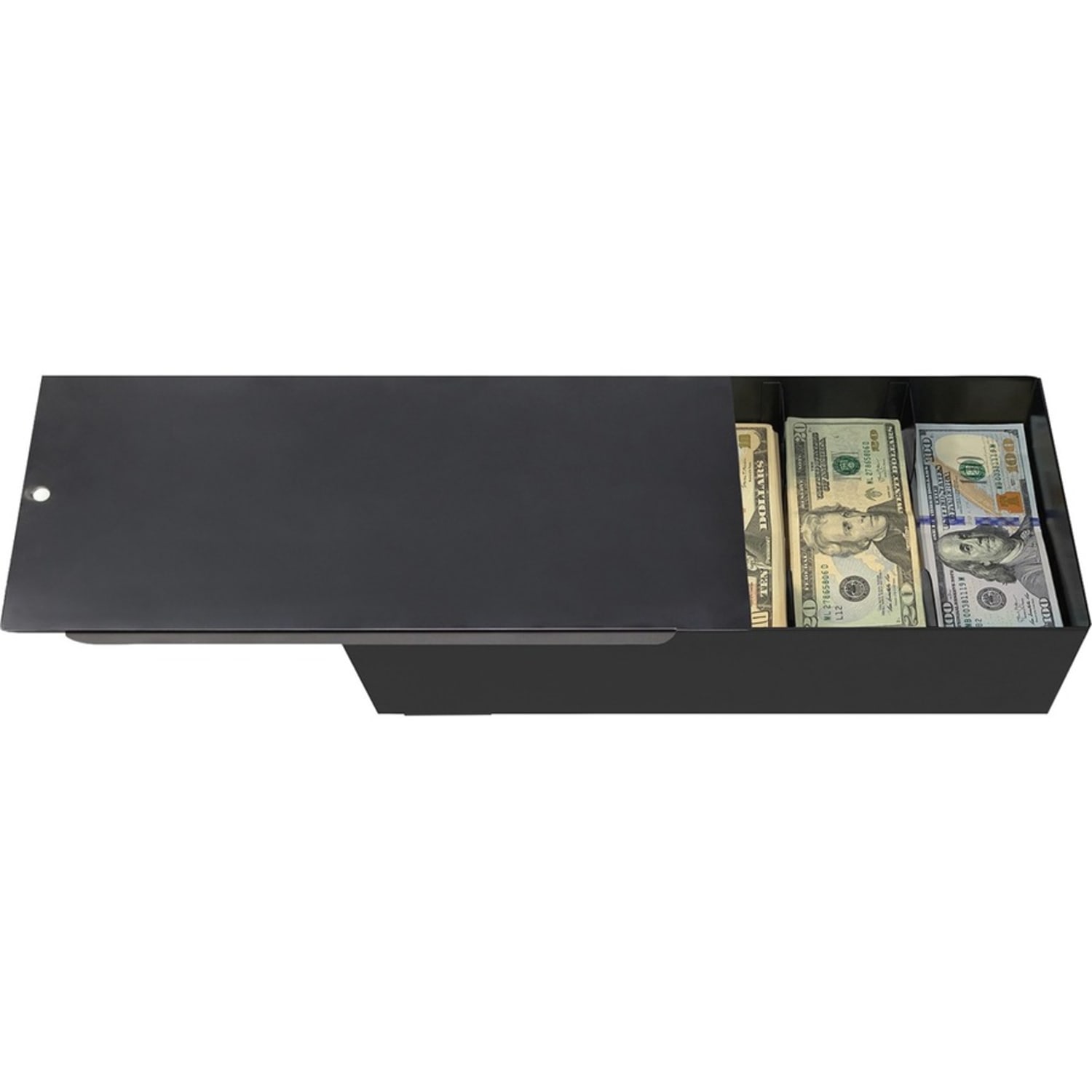 Nadex Coins Steel 5-Compartment Currency Tray with Coin Tray Insert and Lockable Cover - Stainless Steel, Plastic, Metal - Black - 7in Height x 15.4in Width - Image 5