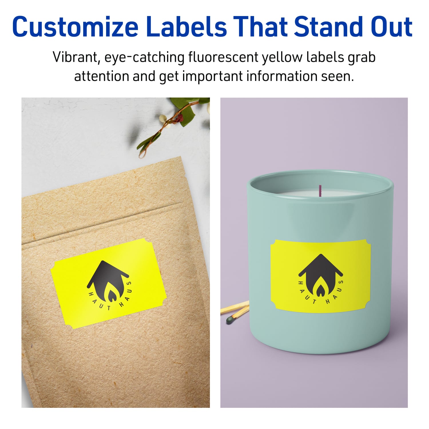 Avery Print-To-The-Edge Labels With Sure Feed Technology, 94267-NYP40, Rectangle Scalloped, 2in x 3in, Matte Neon Yellow, Pack of 320 - Image 4