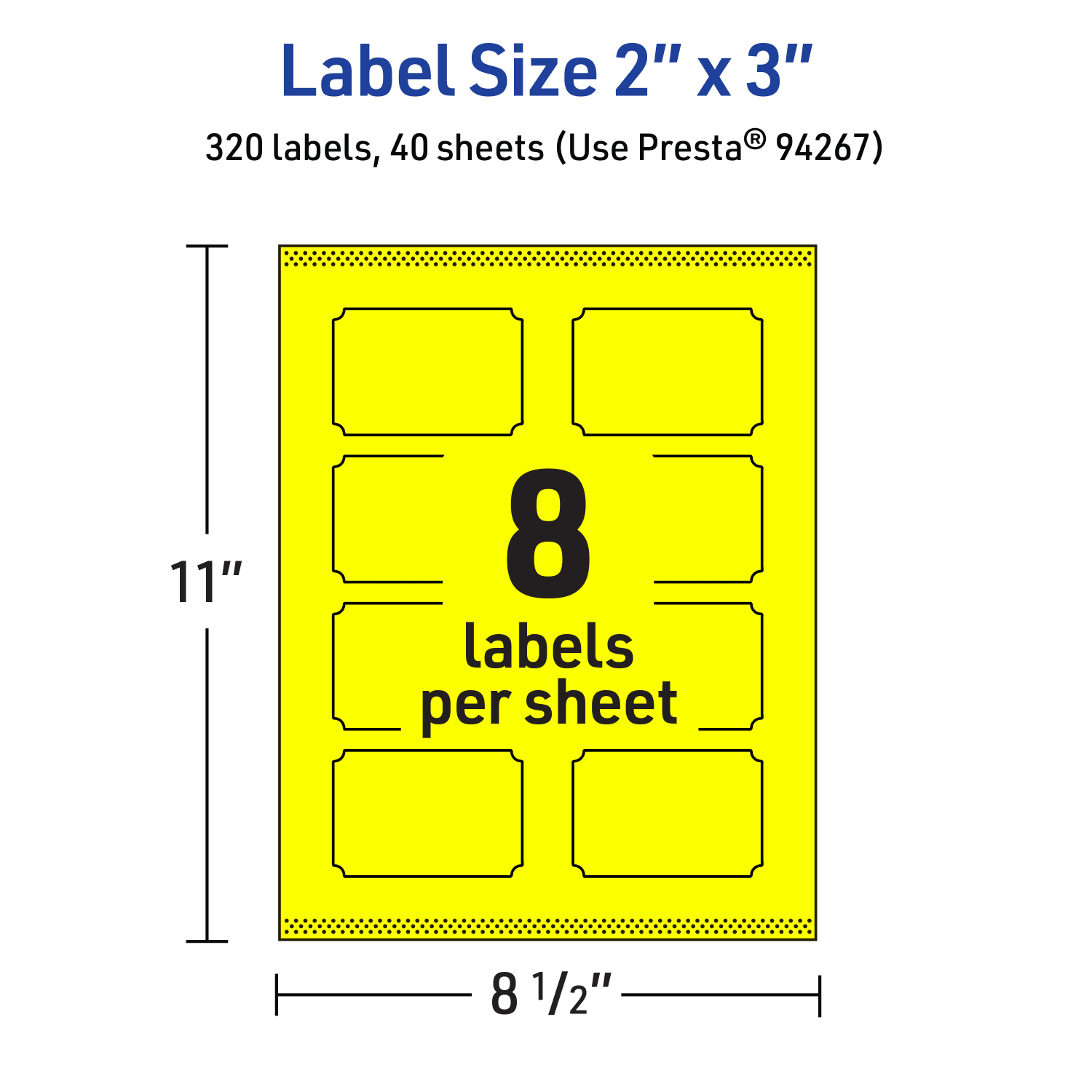 Avery Print-To-The-Edge Labels With Sure Feed Technology, 94267-NYP40, Rectangle Scalloped, 2in x 3in, Matte Neon Yellow, Pack of 320 - Image 6