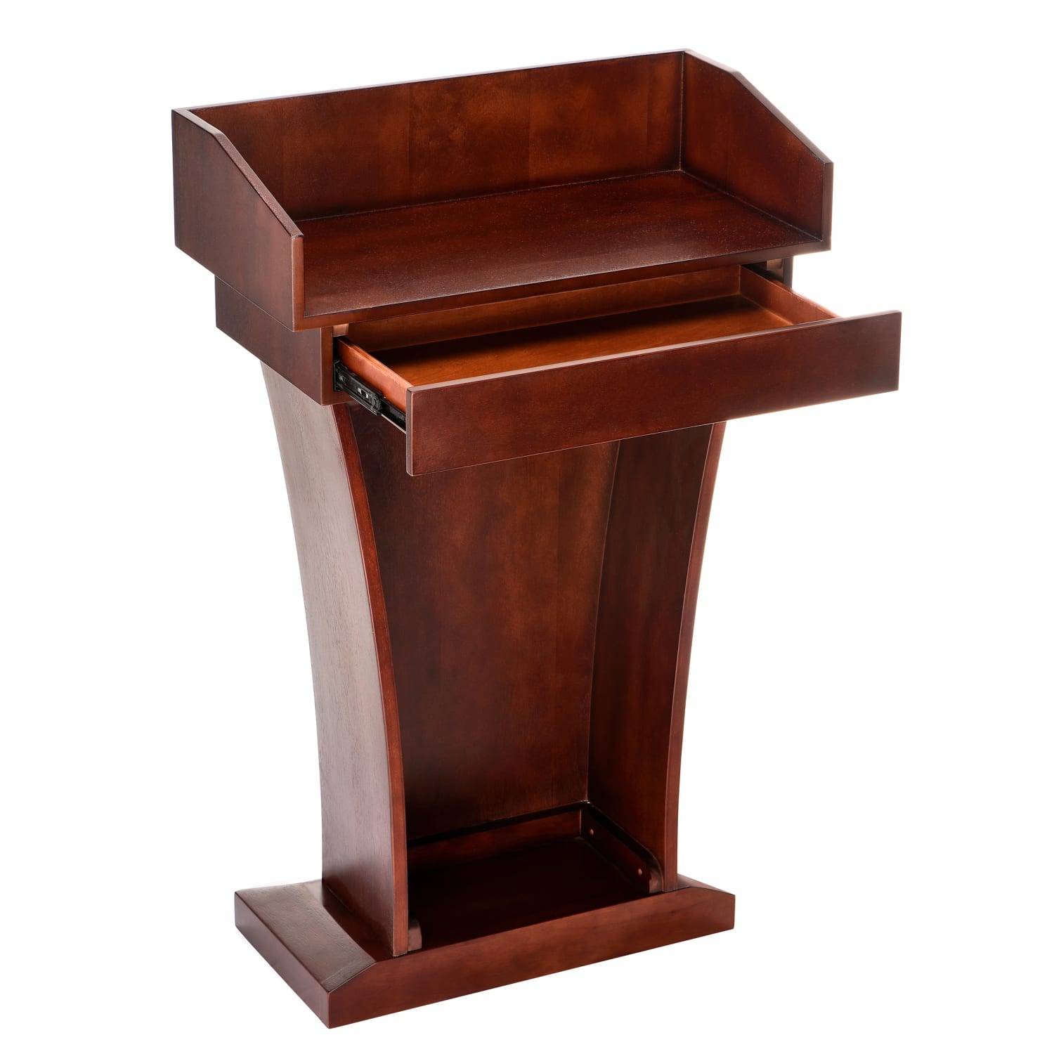 Alpine AdirOffice Stand-Up Floor Podium Lectern With Drawer And Storage Area, 43-5/16inH x 27-9/16inW x 14inD, Cherry - Image 3