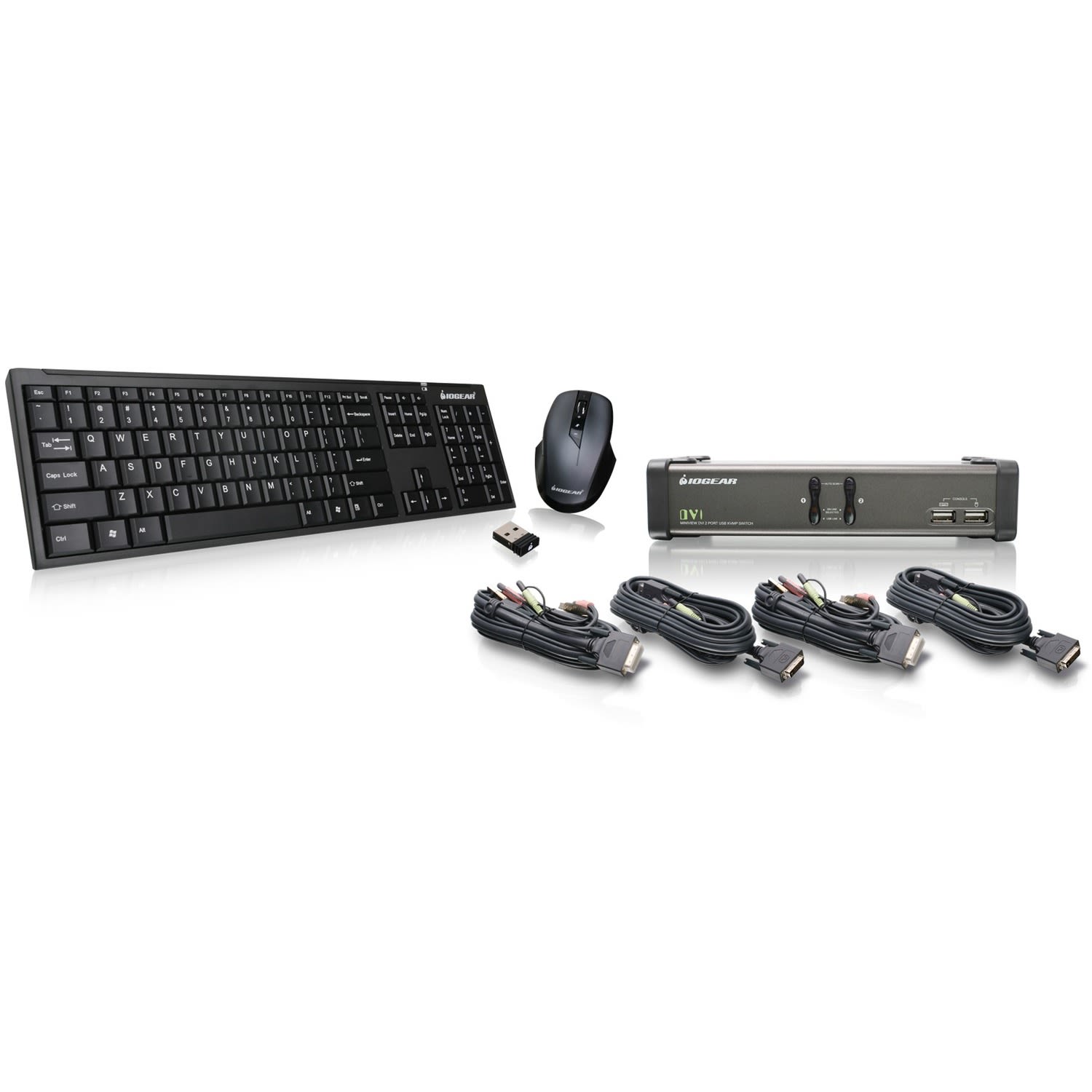 IOGEAR GCS1102-KM1 - KVM / audio / USB switch - 2 x KVM / audio / USB - 1 local user - desktop - with IOGEAR Wireless KB/Laser Mouse combo - Image 3