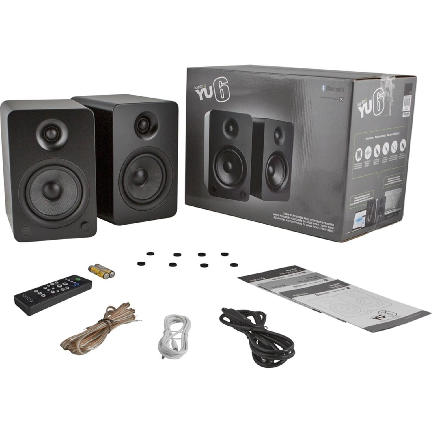 Kanto YU6MB 2.0 Bluetooth Speaker System - 100 W RMS - Matte Black - Bookshelf - 50 Hz to 20 kHz - USB - Image 5