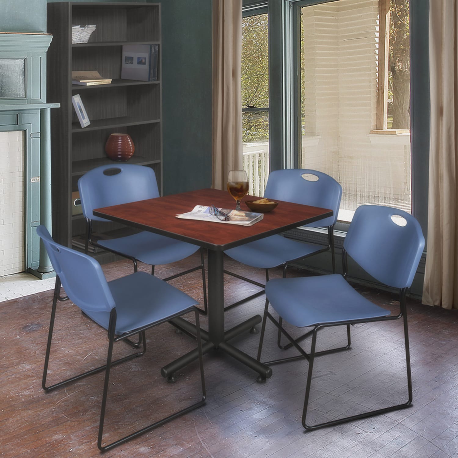 Regency Kobe X-Base Square Breakroom Table, 29inH x 36inW x 36inD, Cherry - Image 3