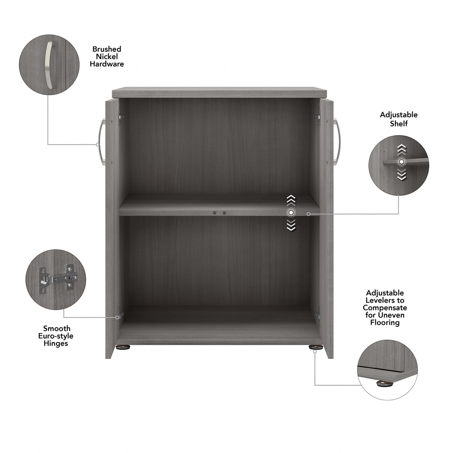 Bush Business Furniture Universal Floor Storage Cabinet With Doors And Shelves, Platinum Gray, Standard Delivery - Image 4