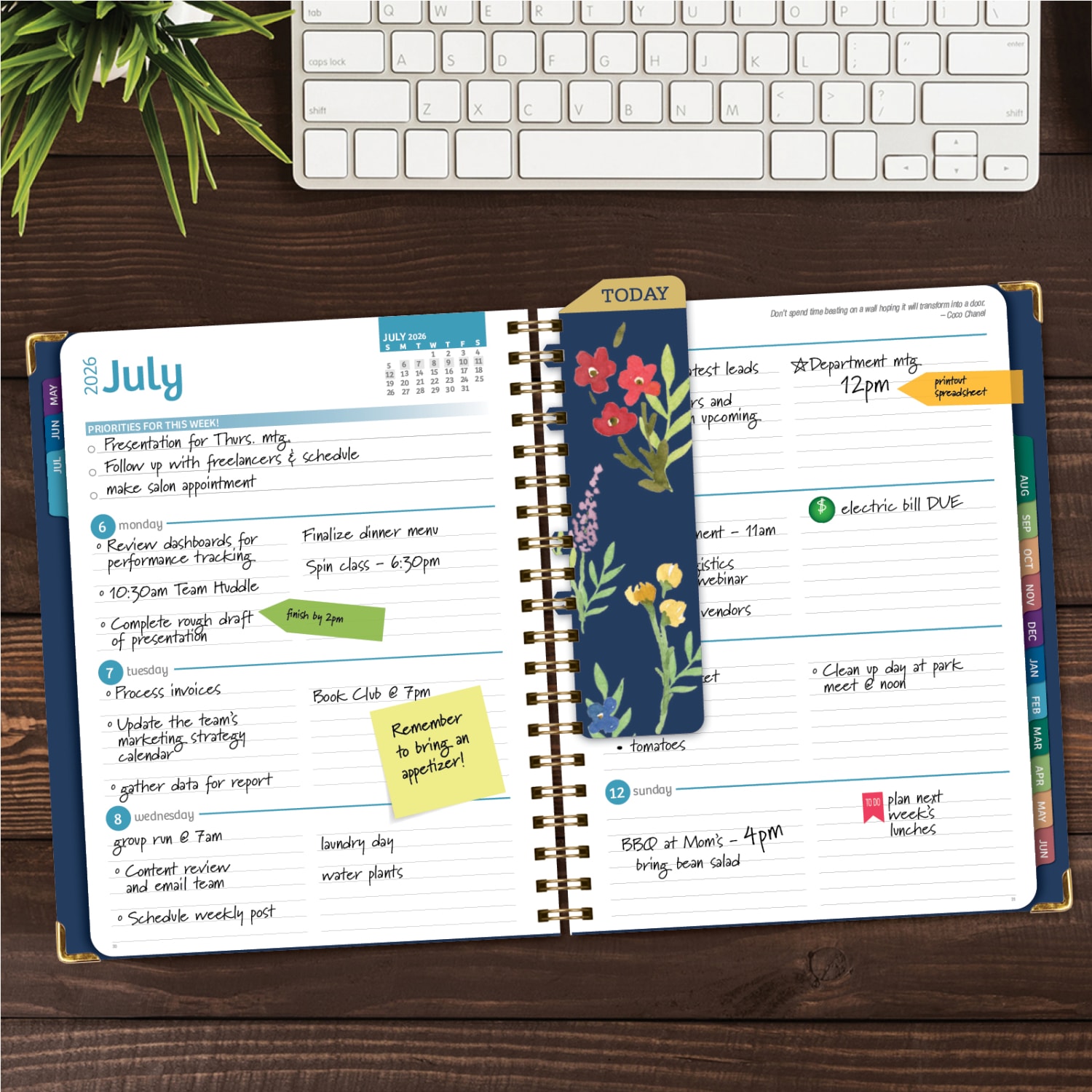 2026-2027 Excello Brands 14-Month Academic Year Hardcover Weekly/Monthly Fashion Planner, 8-1/2in x 11in, Navy Gold Numbers, May To June, Total Qty 1 - Image 4