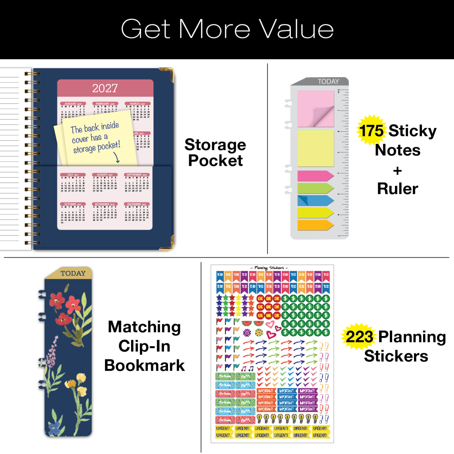 2026-2027 Excello Brands 14-Month Academic Year Hardcover Weekly/Monthly Fashion Planner, 8-1/2in x 11in, Navy Gold Numbers, May To June, Total Qty 1 - Image 6
