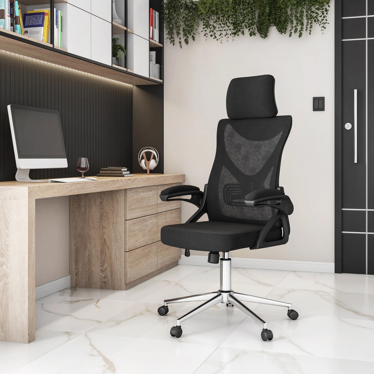 Techni Mobili Ergonomic Mesh High-Back Executive Office Chair, Black - Image 3