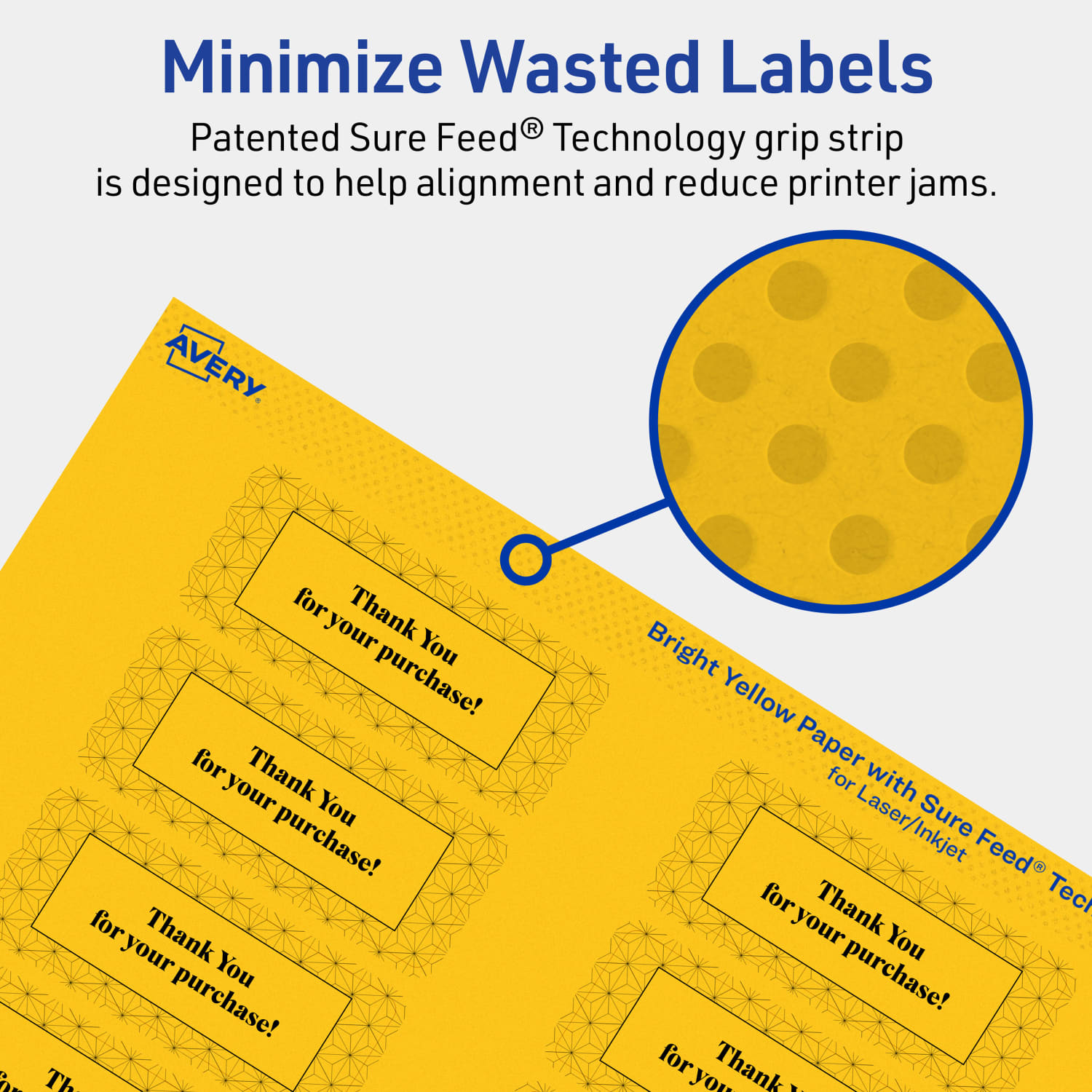 Avery Print-To-The-Edge Labels With Sure Feed Technology And Easy Peel, 94201-BYP80, Rectangle, 1in x 2-5/8in, Matte Bright Yellow, Pack of 1280 - Image 5