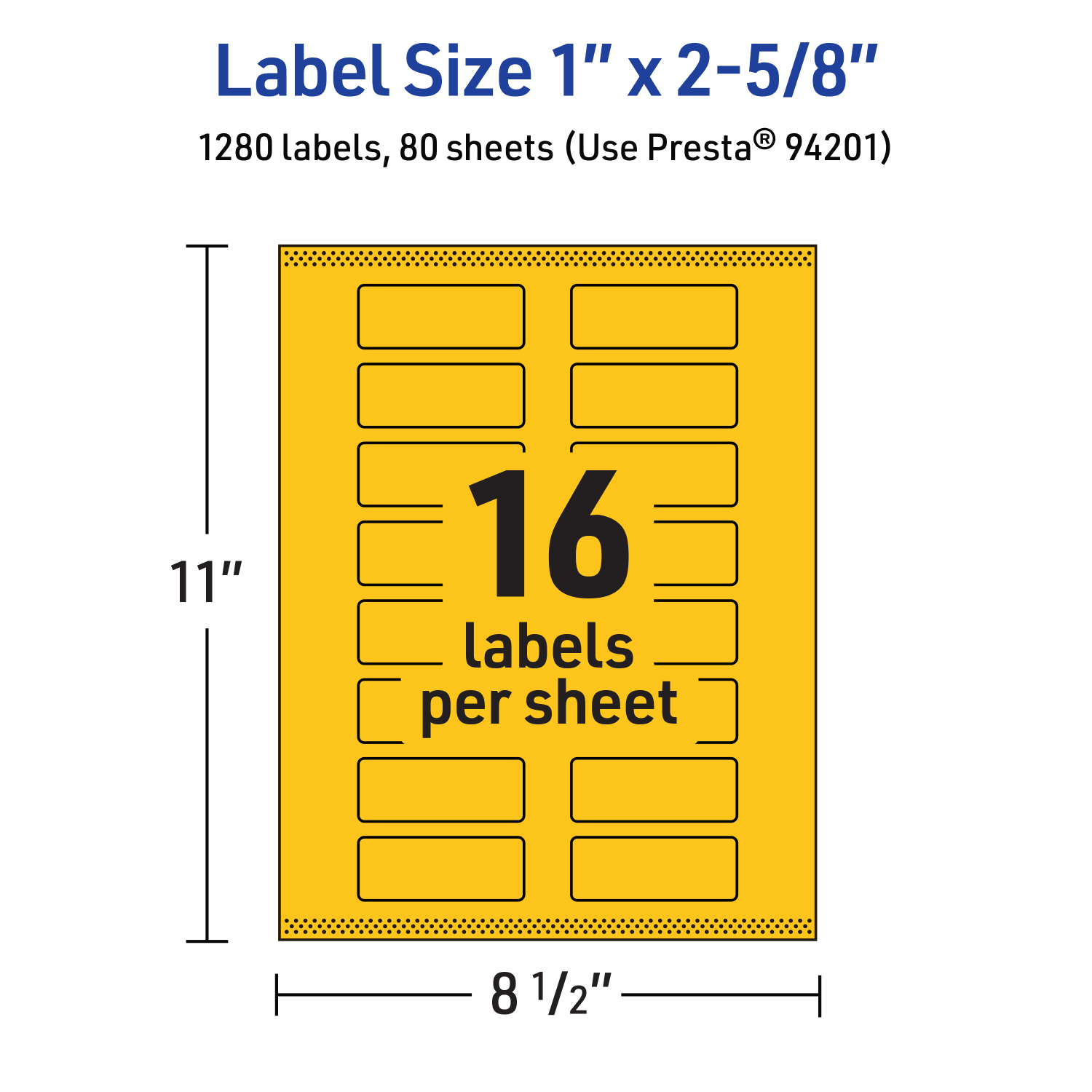 Avery Print-To-The-Edge Labels With Sure Feed Technology And Easy Peel, 94201-BYP80, Rectangle, 1in x 2-5/8in, Matte Bright Yellow, Pack of 1280 - Image 6