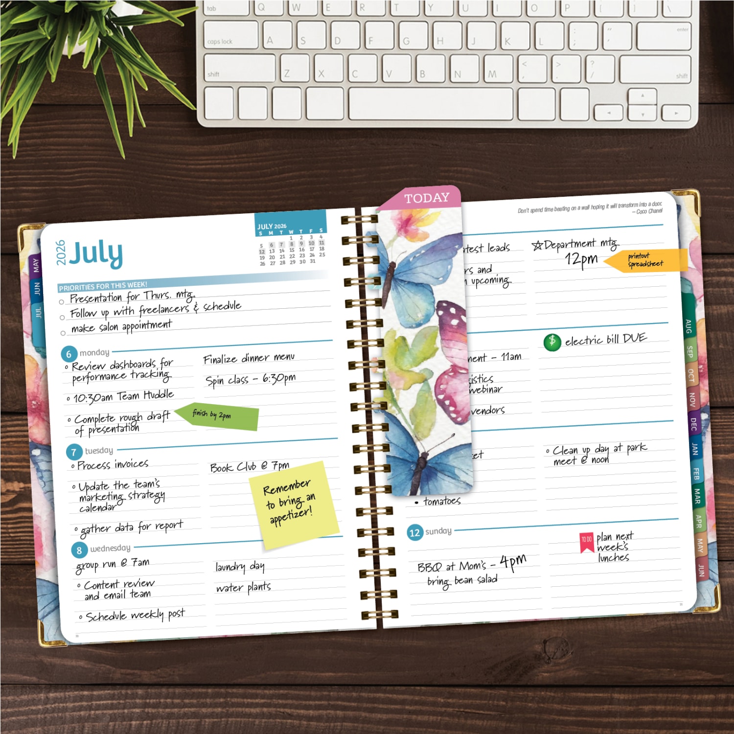 Excello Brands 2026-2027 14-Month Academic Hardcover Weekly/Monthly Fashion Planner, 8-1/2in x 11in, Watercolor Butterflies, May-June, FSHNAY26851133 - Image 4