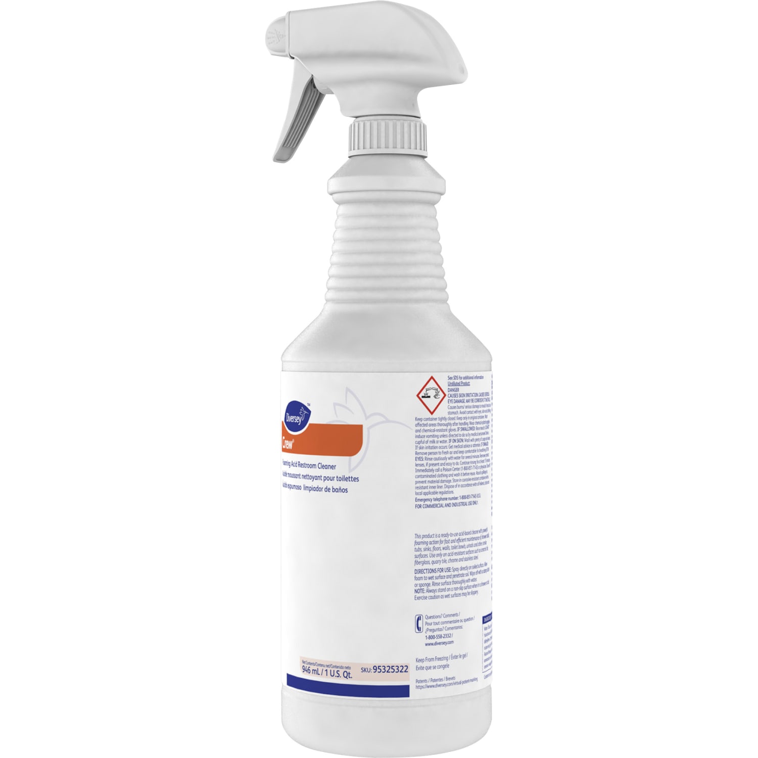 Diversey Foaming Acid Restroom Cleaner, Fresh Scent, 32 Oz Bottle, Case Of 12 - Image 5