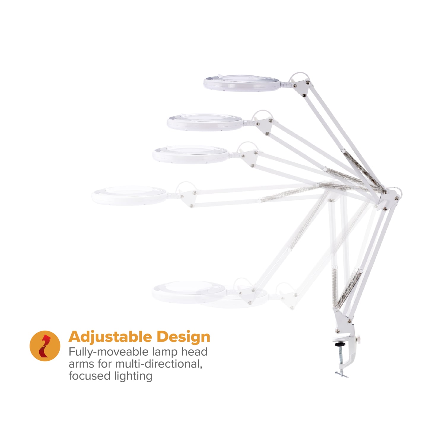 Bostitch PureOptics LED VLED600 Magnifying Desk Lamp With Clamp Mount, 22inH, White - Image 3