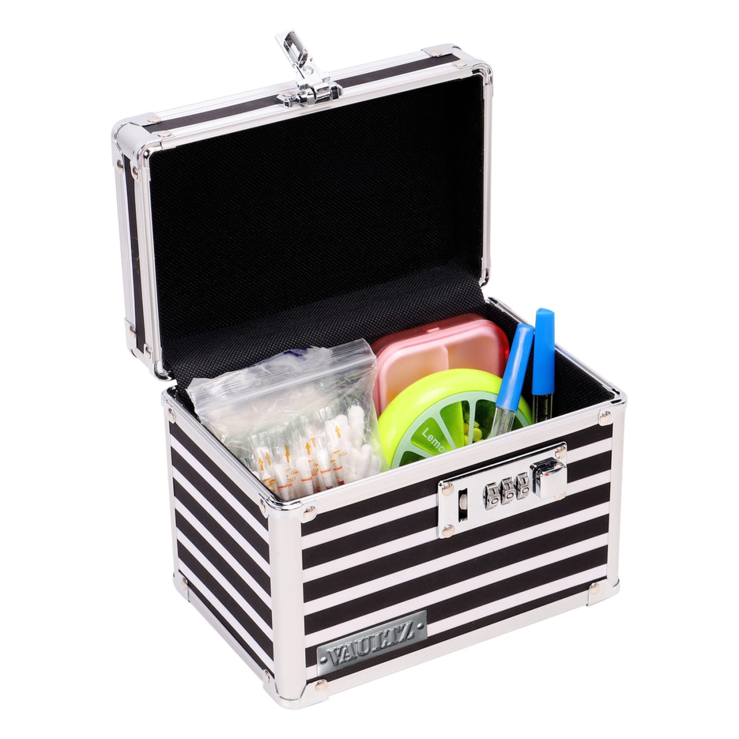 Vaultz Medicine Box, 5-1/4inH x 4-1/2inW x 6-3/4inL, Stripes - Image 4