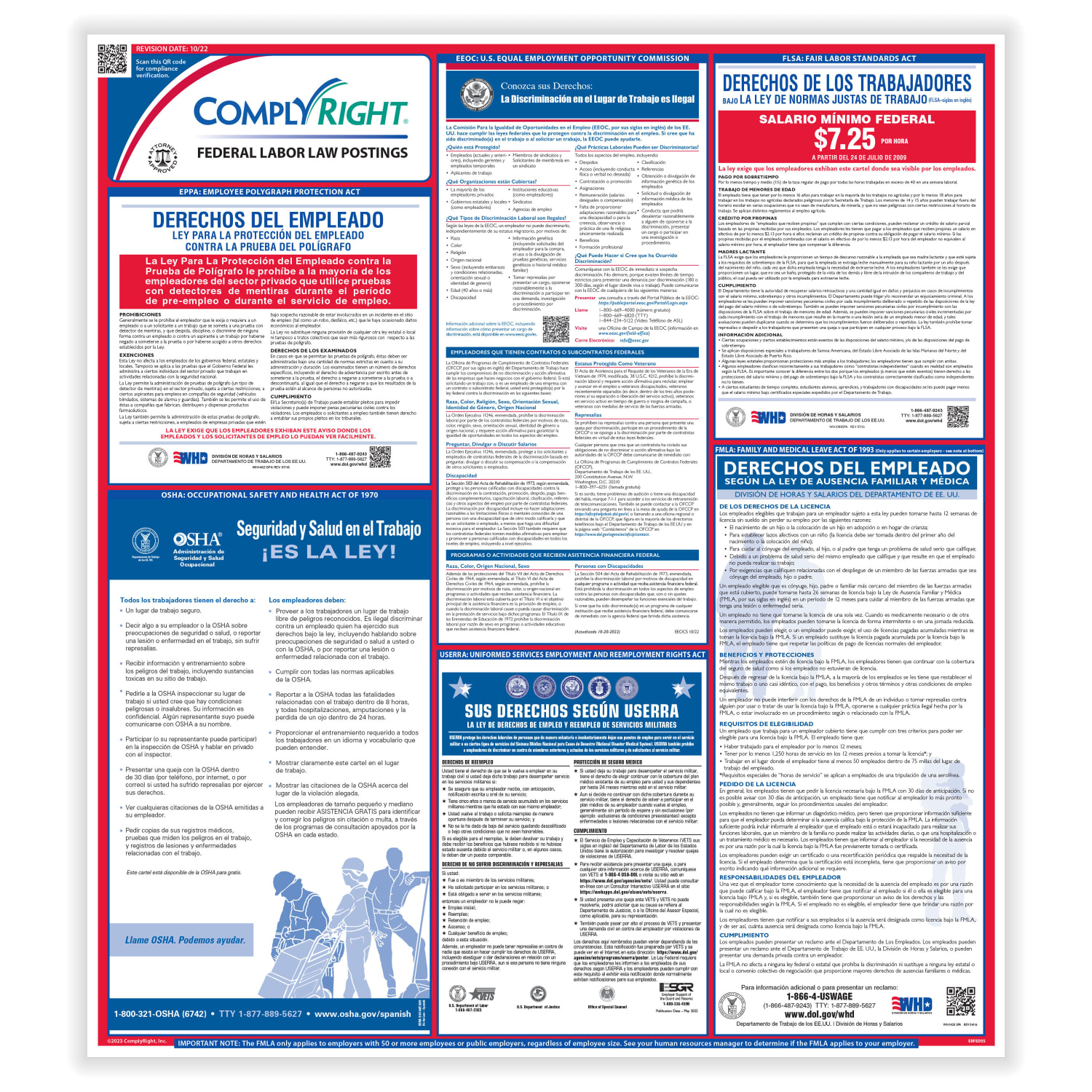 ComplyRight Federal Labor Law Poster, Spanish, 24in x 26 3/4in