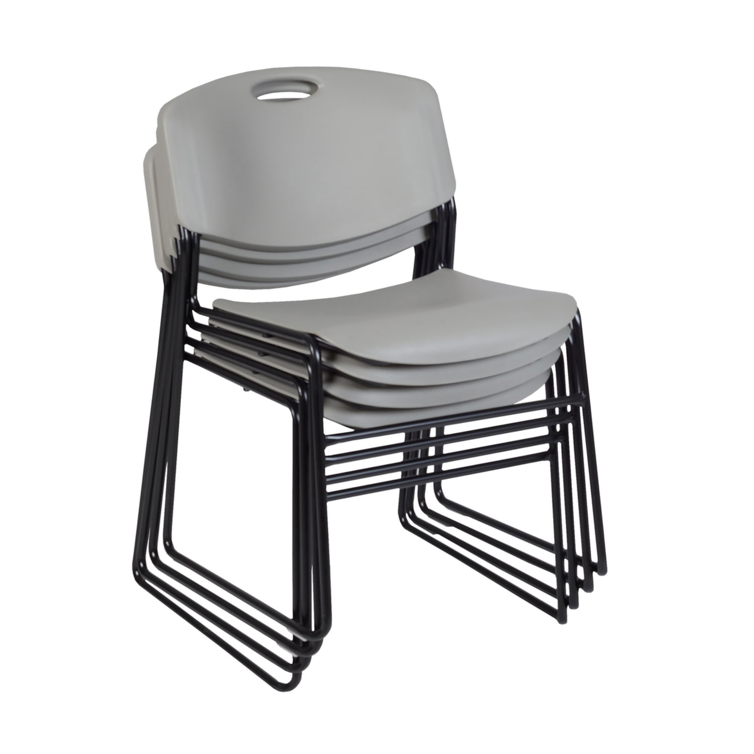 Regency Zeng Polyurethane Armless Stacking Chairs, Black/Gray, Set Of 4 Chairs