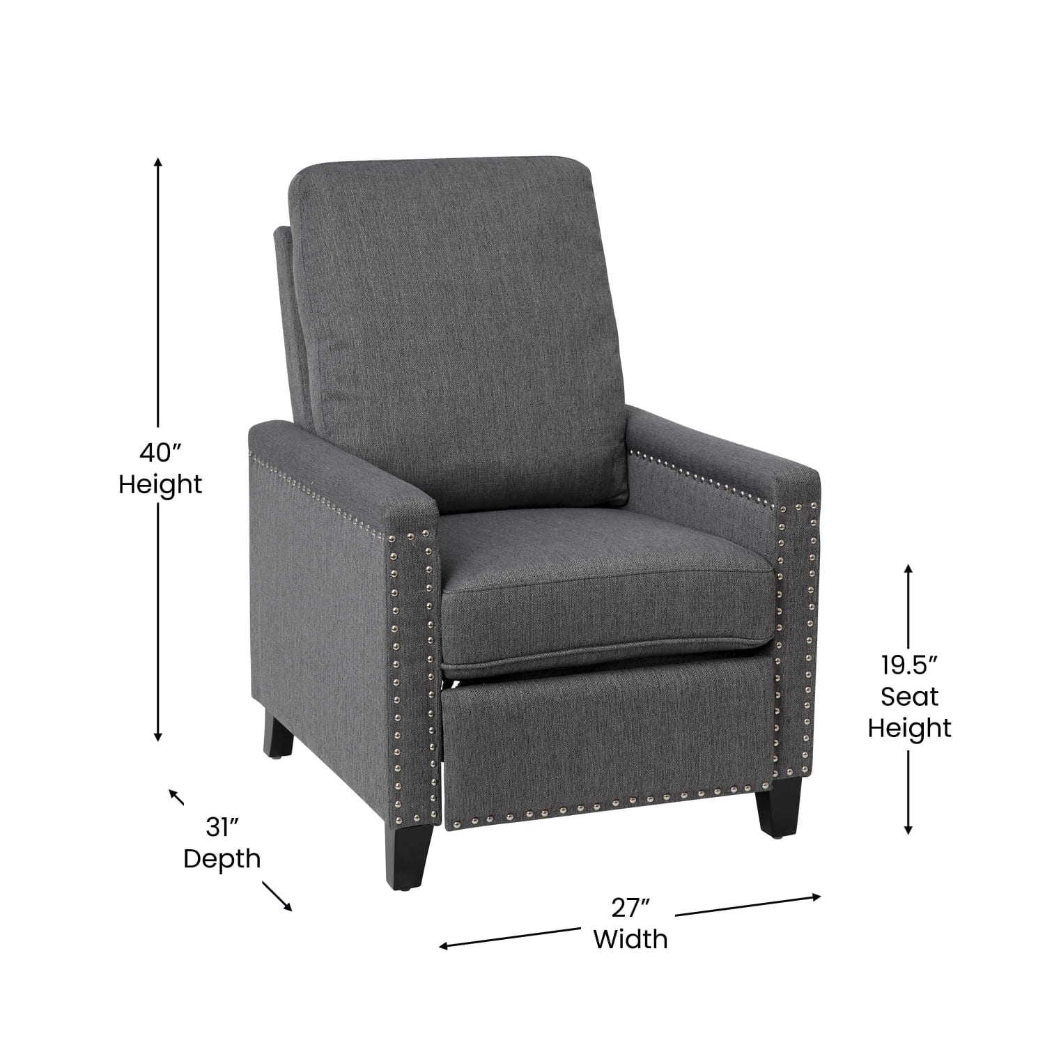 Flash Furniture Carson Transitional Style Push Back Recliner Accent Chair Gray PopularChairscom Flash Furniture Carson Transitional Style Push Back Recliner Accent Chair Gray PopularChairscom