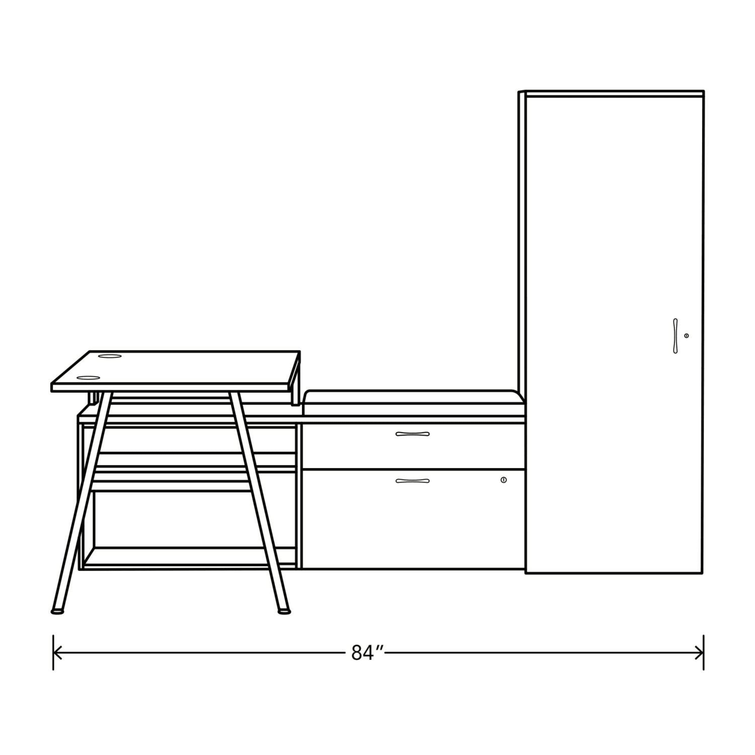 HON Mod 84inW Table Computer Desk With 2 Storage Credenzas And Wardrobe, Desert Oak/Silver/Cool Neutral - Image 3